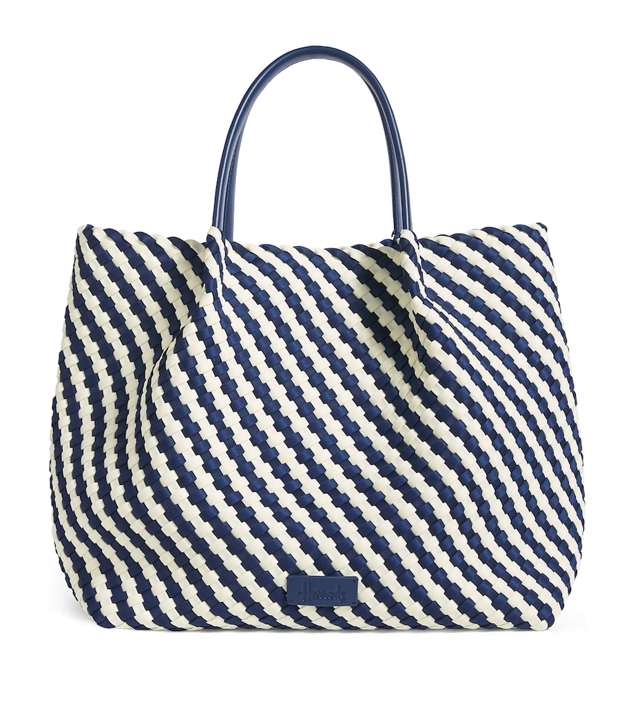 Harrods Neoprene Woven East-West Tote Bag Navy Image 1