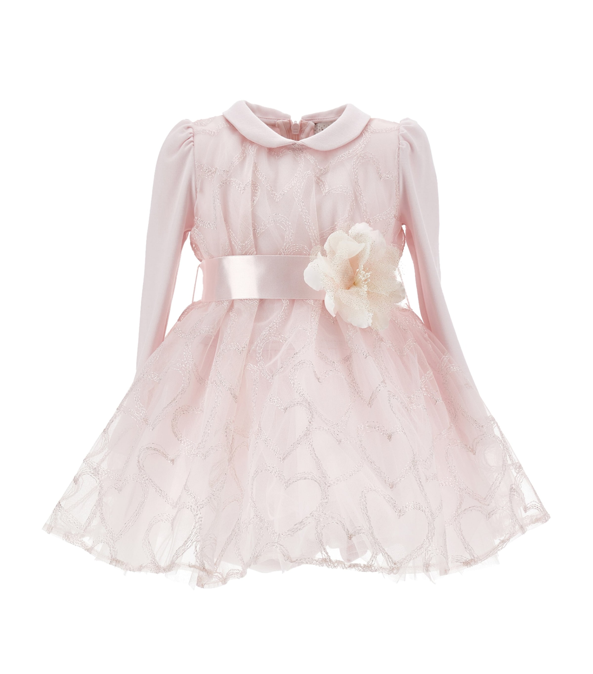 Tulle Glitter-Heart Appliqué Dress (3-36 Months) ROSA ANTICO Image 1