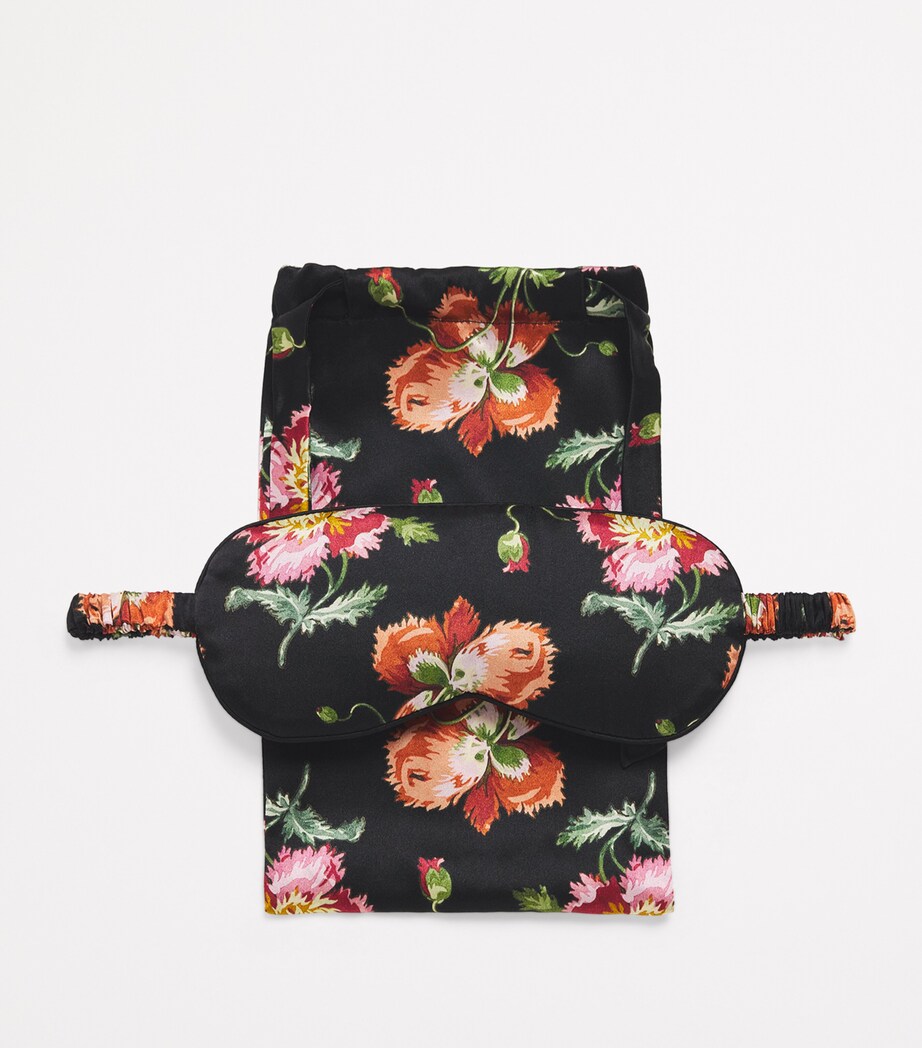 Silk Floral Sleep Mask BLACK Image 4