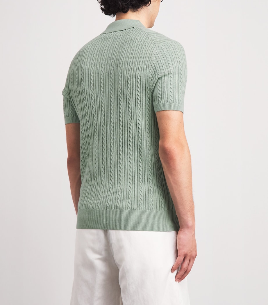 Polo Ralph Lauren Mens Cotton Cable-Knit Polo Shirt Light Green Image 5
