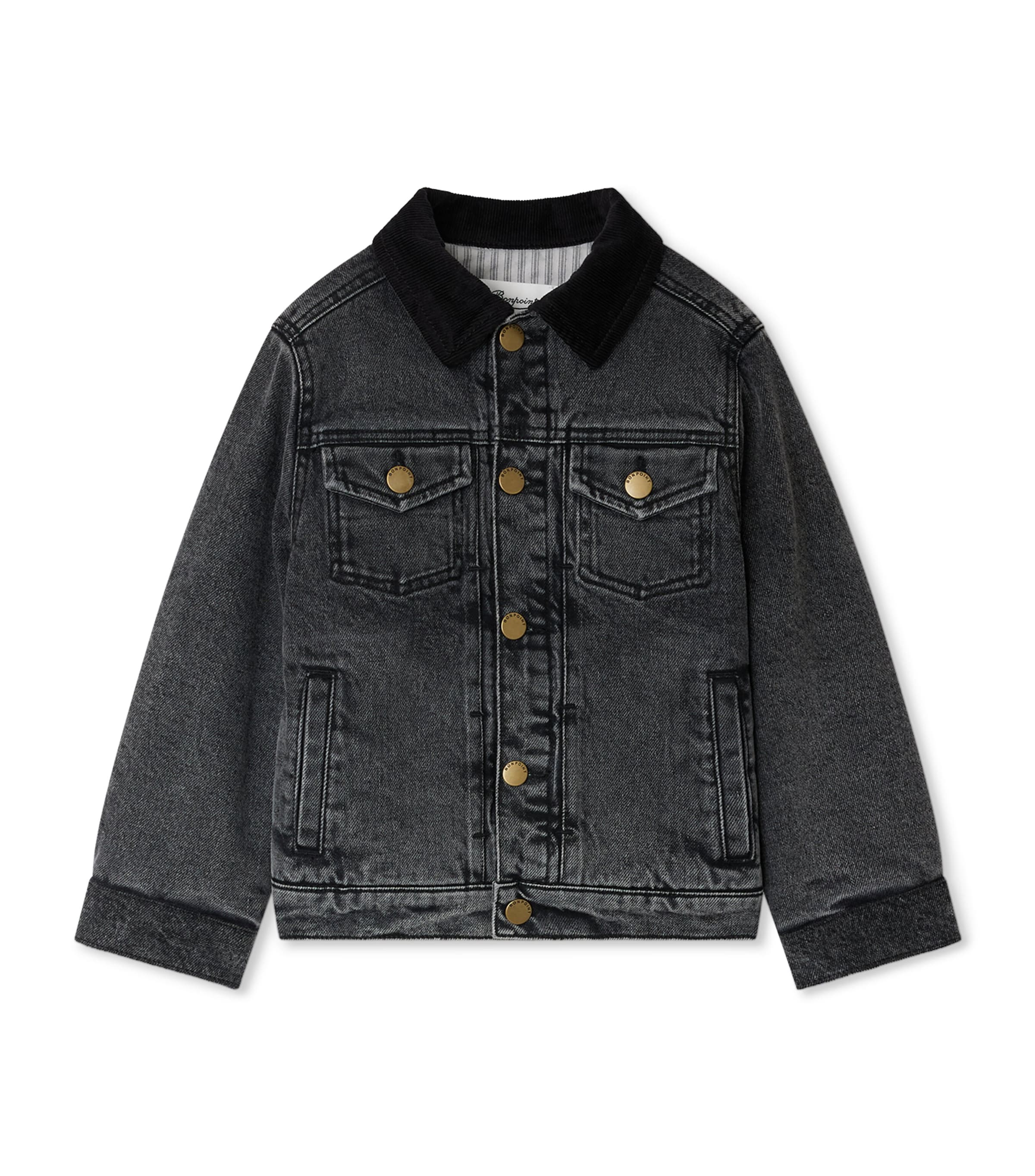 Bonpoint Kids' Embroidered Denim Jacket In Black