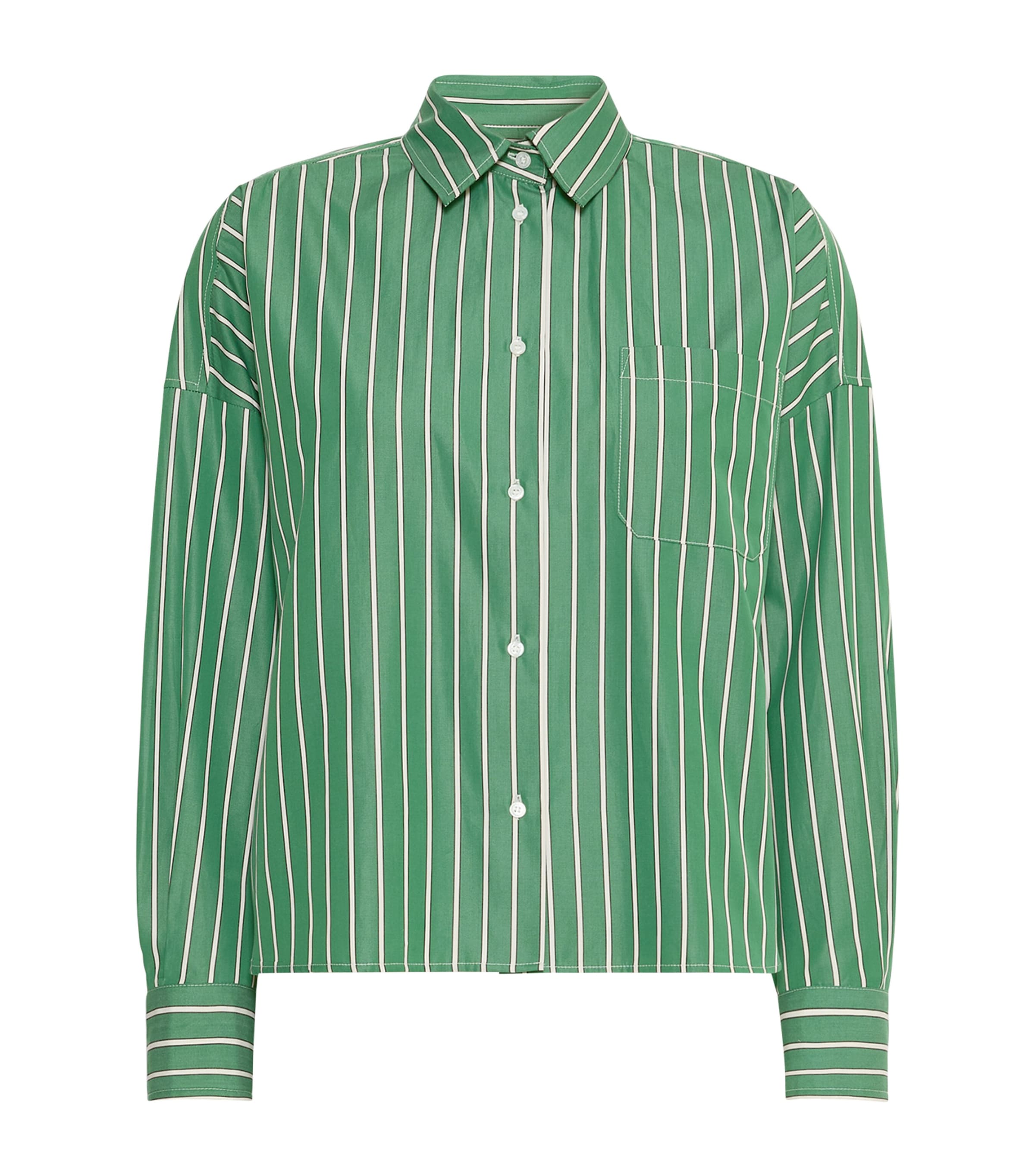 Weekend Max Mara Womens Cotton Stripe Shirt Green Image 1