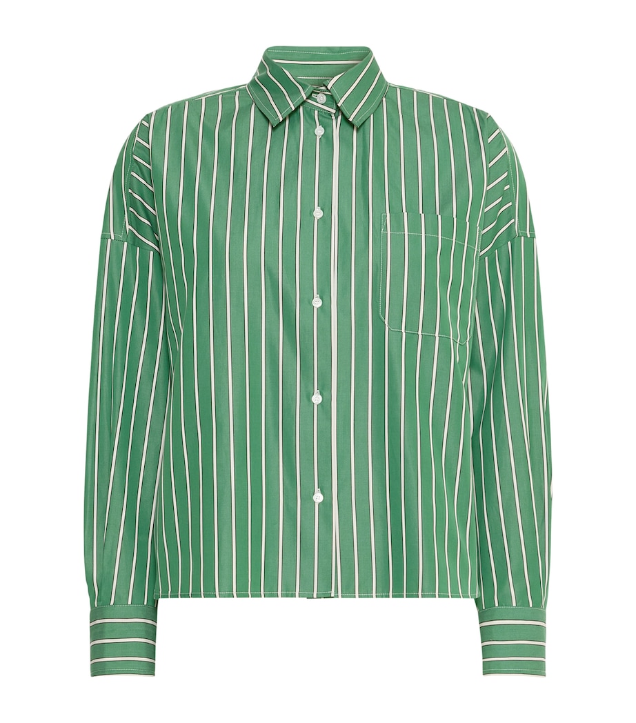 Weekend Max Mara Womens Cotton Stripe Shirt Green Image 1