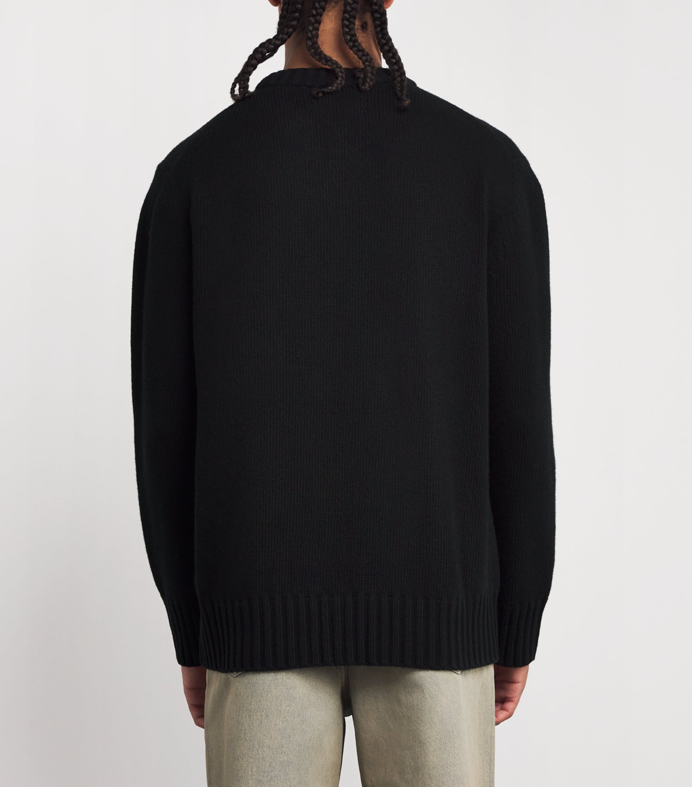 AMIRI Mens Wool Crest Logo Sweater Black Image 4