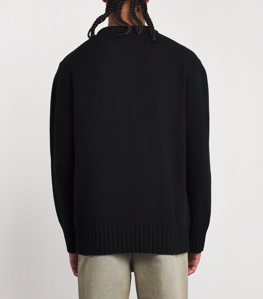 Wool Crest Logo Sweater BLACK Image 4