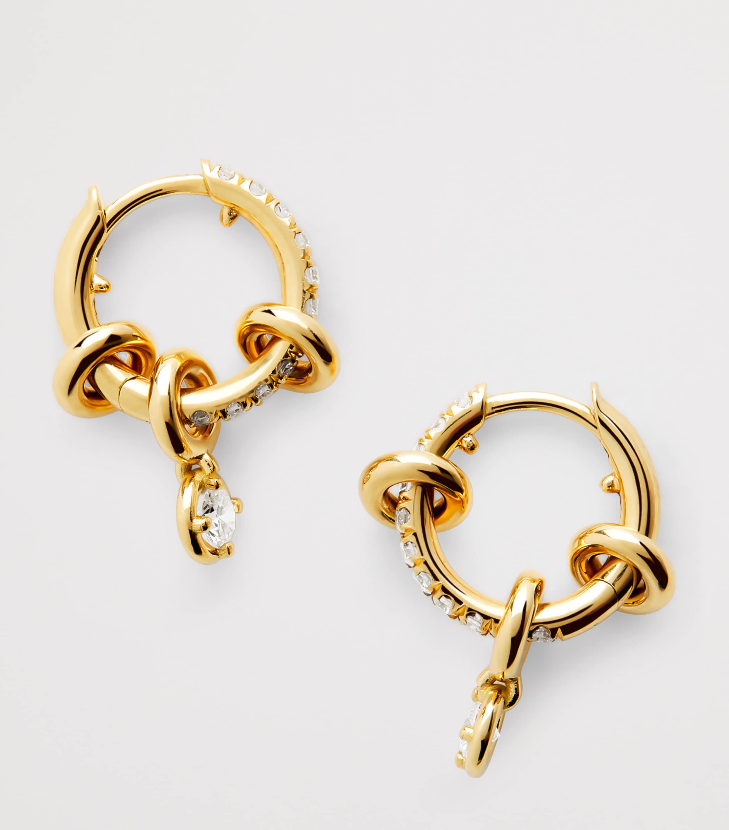Yellow Gold and White Diamond Zahra Hoop Earrings YELLOW GOLD Image 6