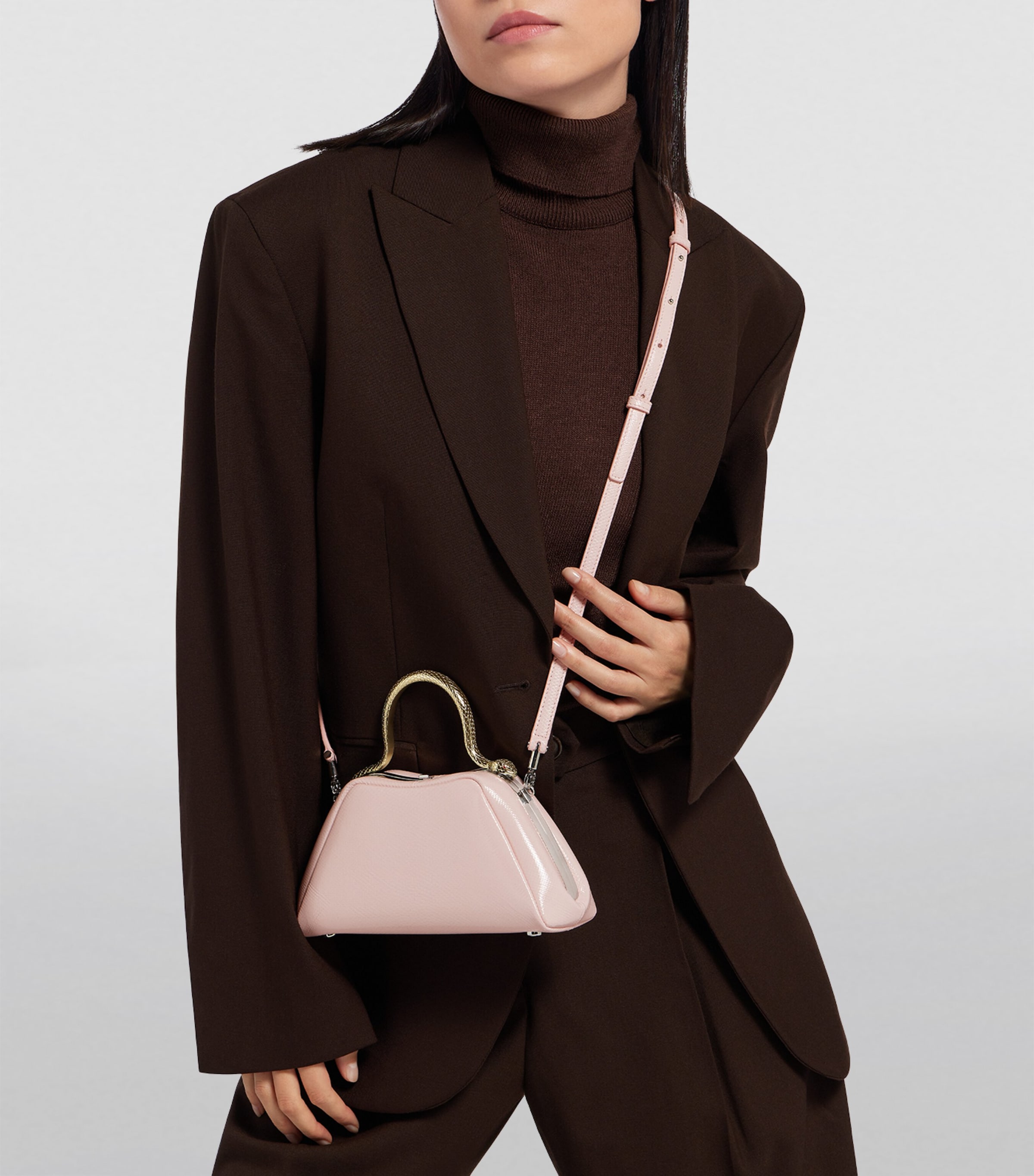 Leather Serpentine Shoulder Bag PINK MEDIUM Image 4