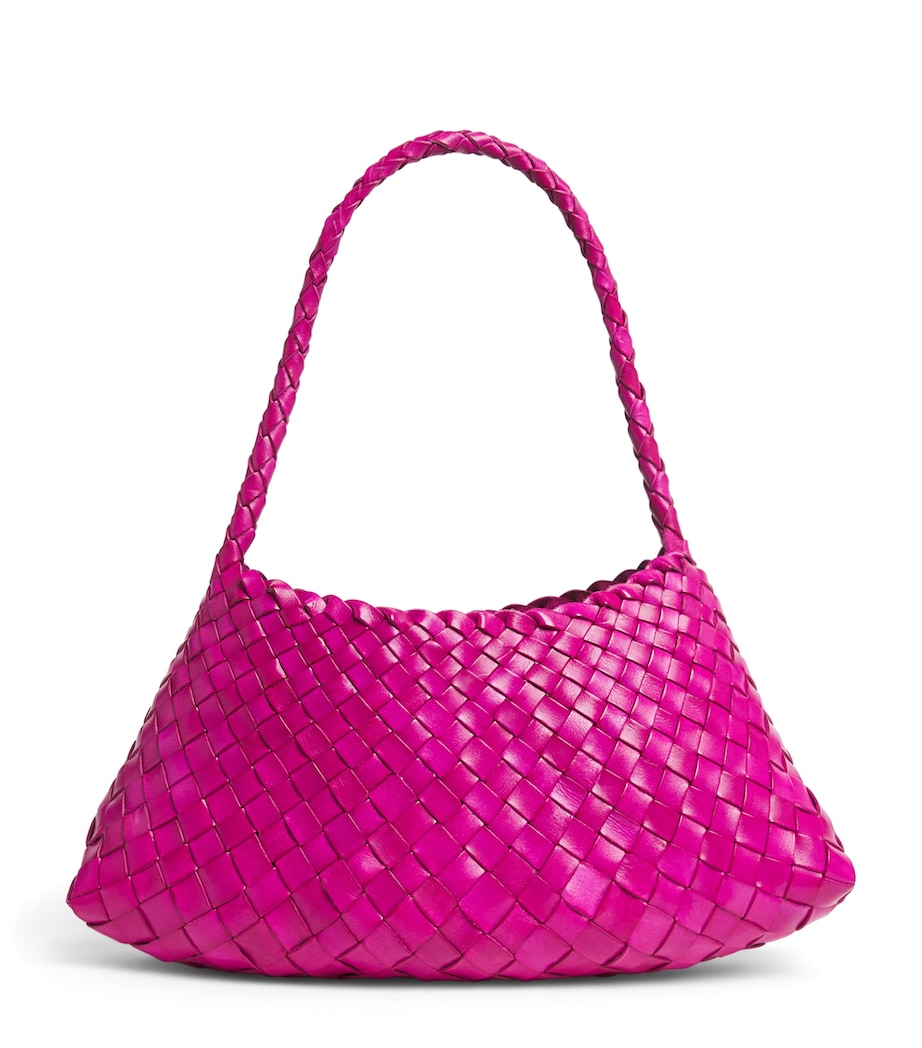 DRAGON DIFFUSION Leather Woven Rosanna Shoulder Bag Fuschia Image 1