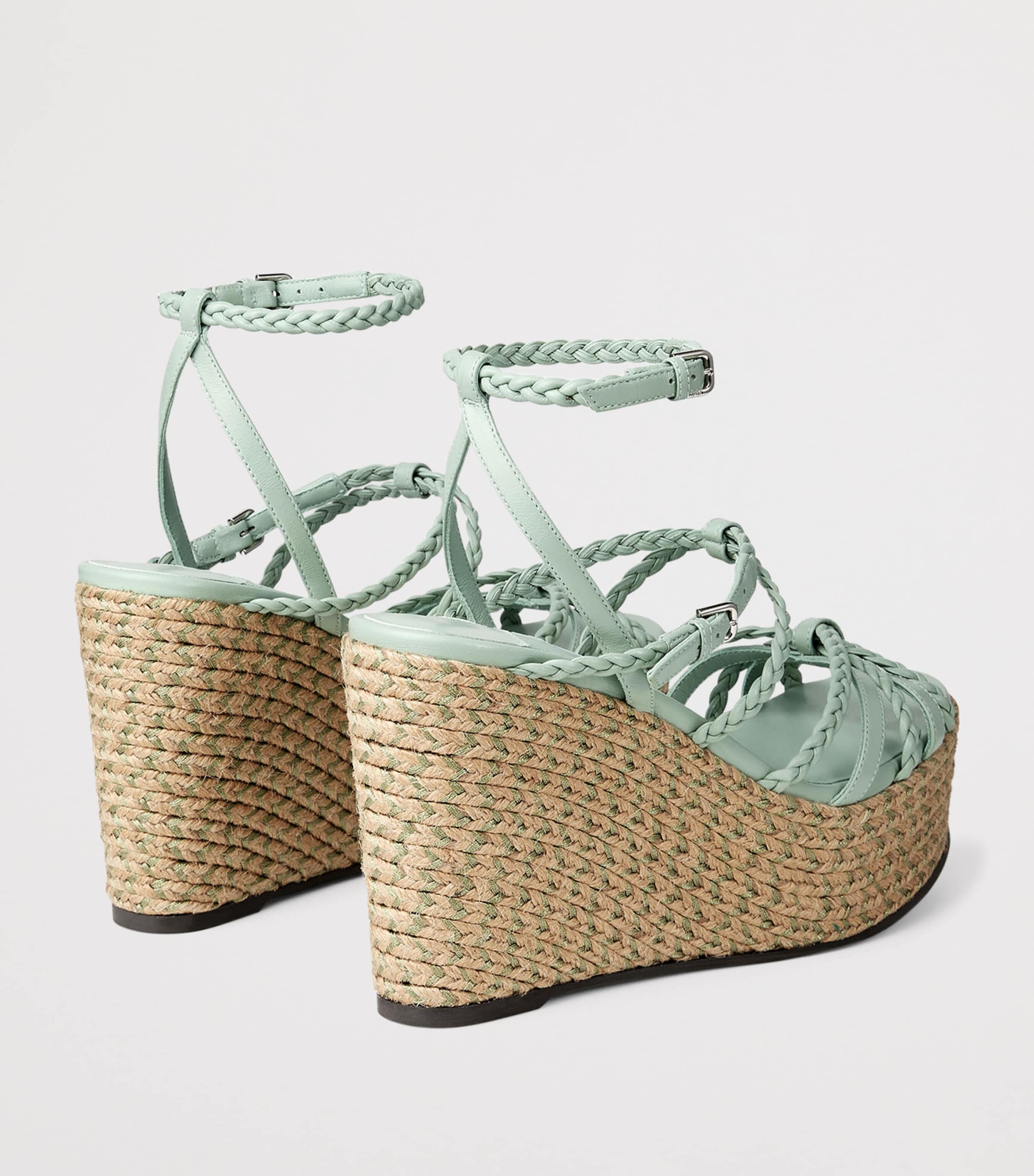 Jimmy Choo Nyra 100 Leather Wedge Heels Verde Mix Image 5