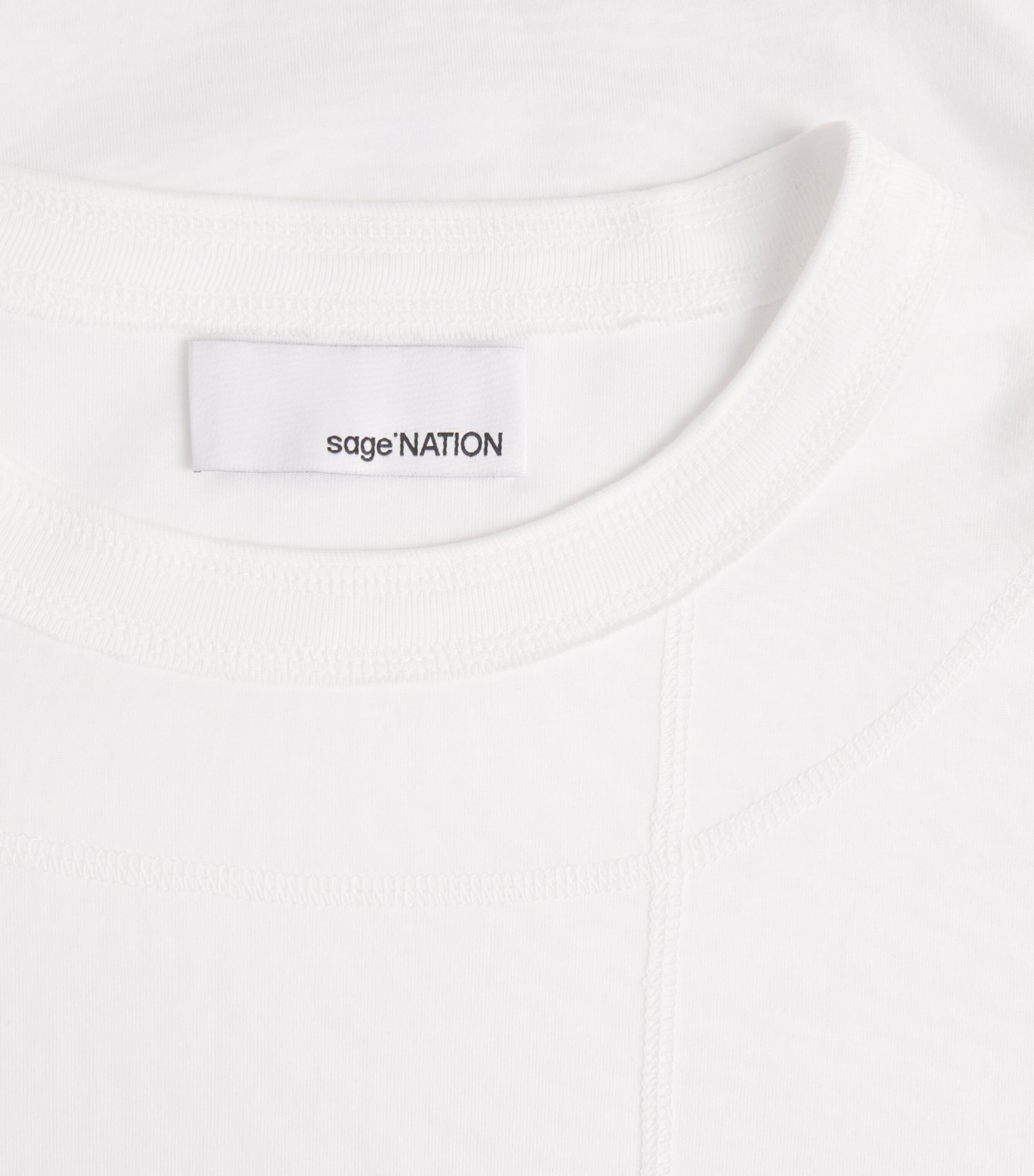 Sage Nation Mens Cotton Cross-Stitch T-Shirt Optic White Image 6