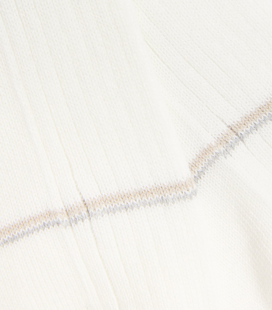 Eleventy Mens Cotton-Blend Stripe Socks Bianco Grigio Beige Image 2