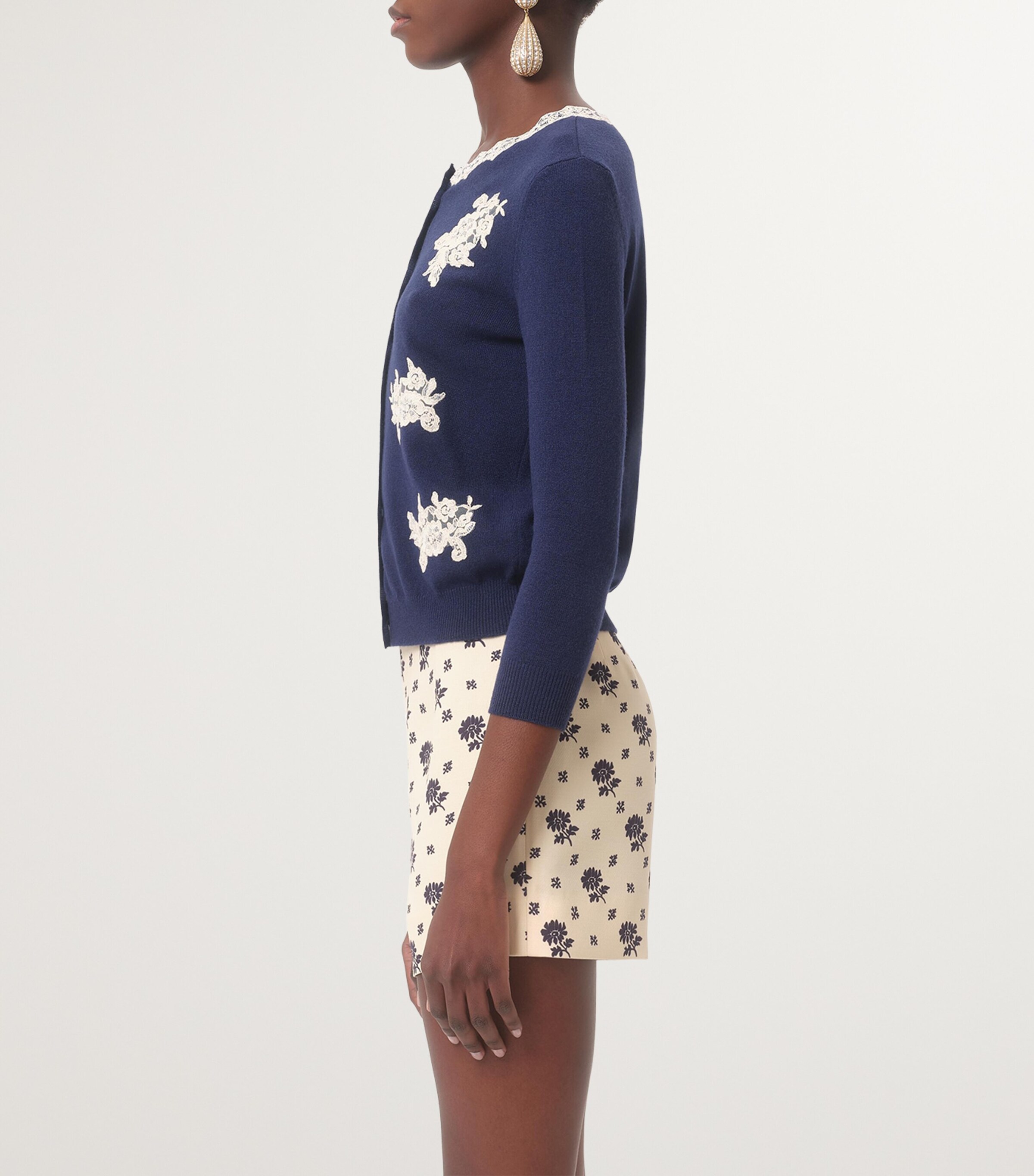 Embroidered Virgin Wool Cardigan
