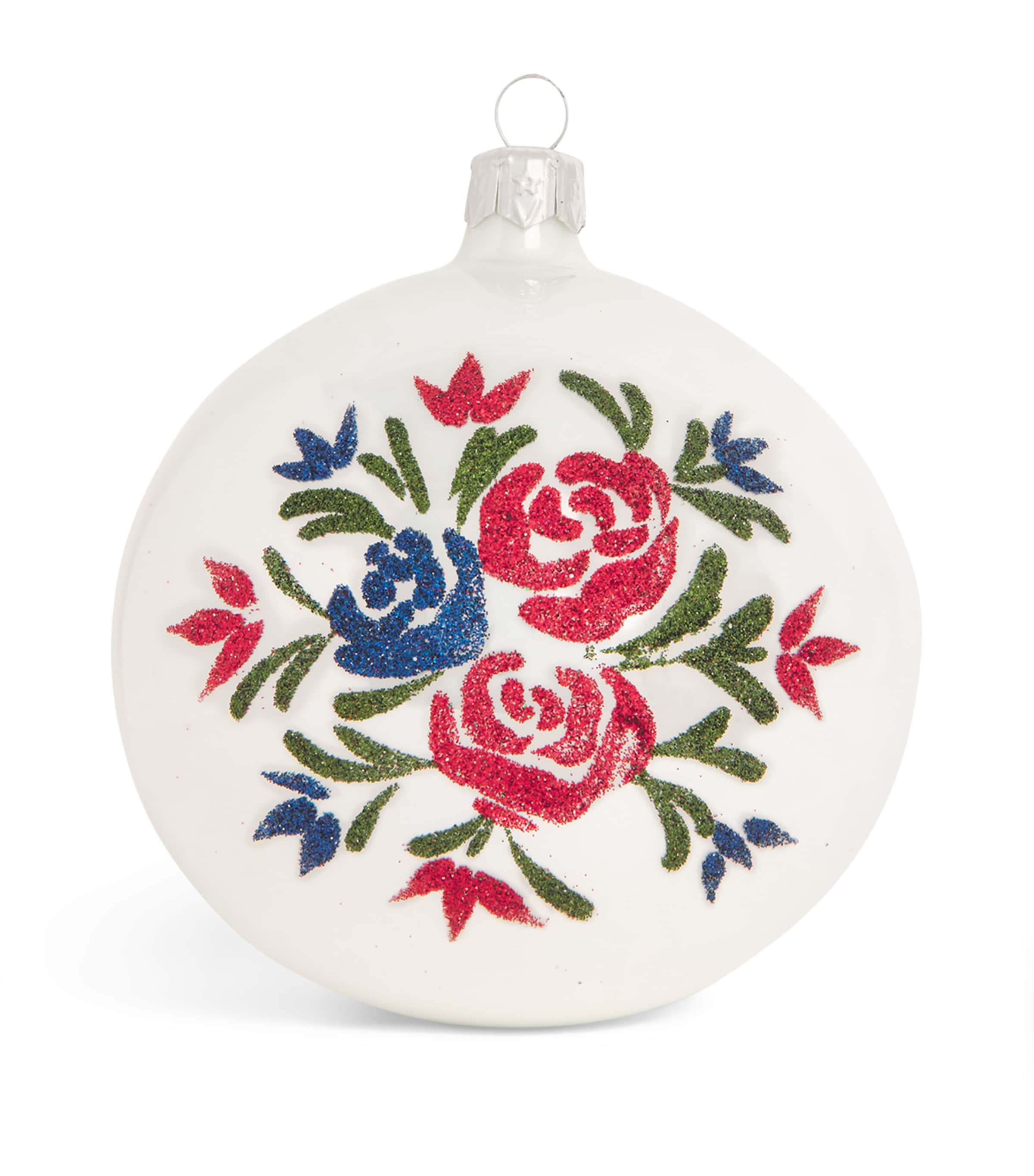 Harrods Glass Rose Bauble In White