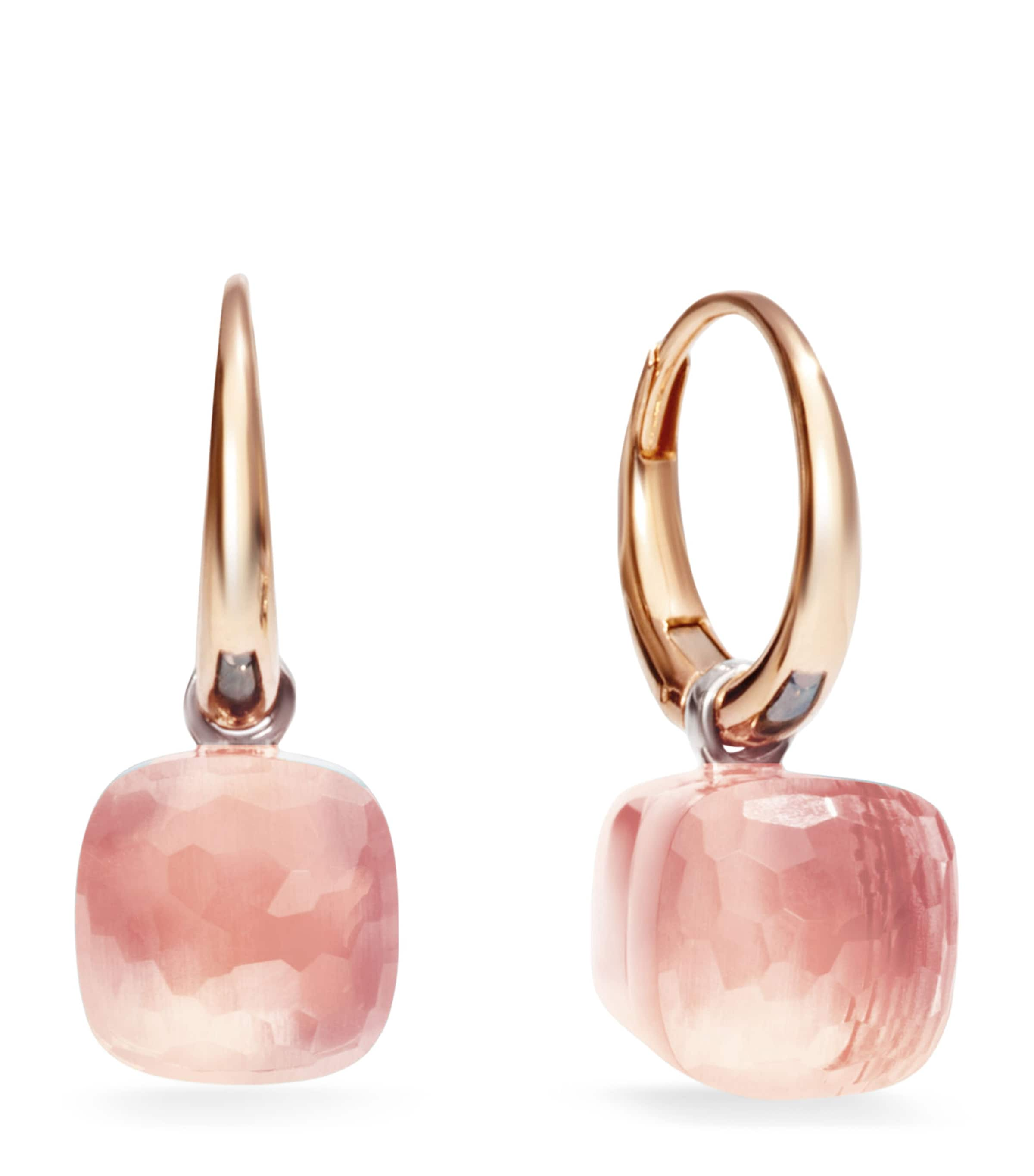 Pomellato Rose Gold And Rose Quartz Nudo Earrings In Pink