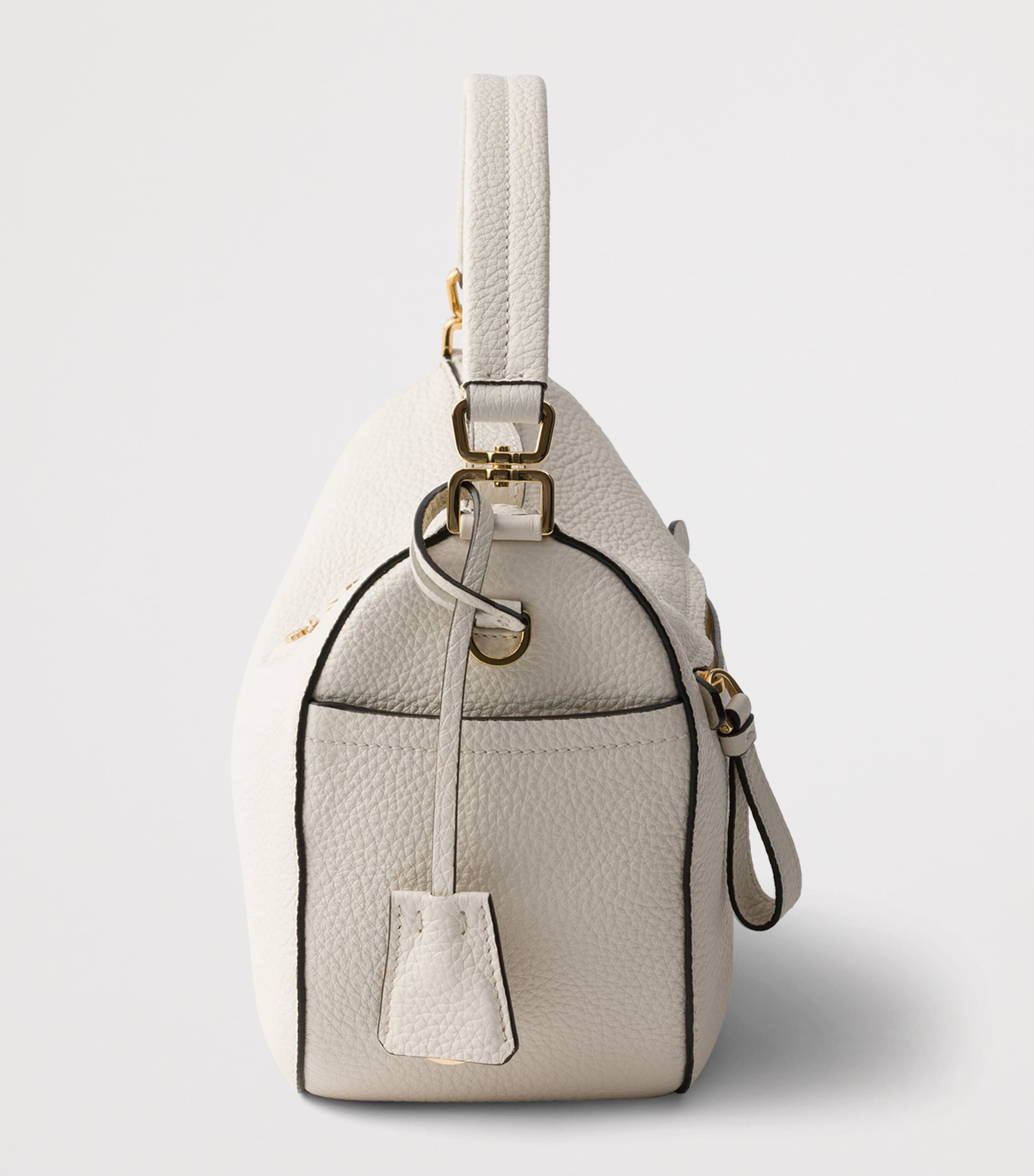 Prada Small Leather Top-Handle Bag White Image 6
