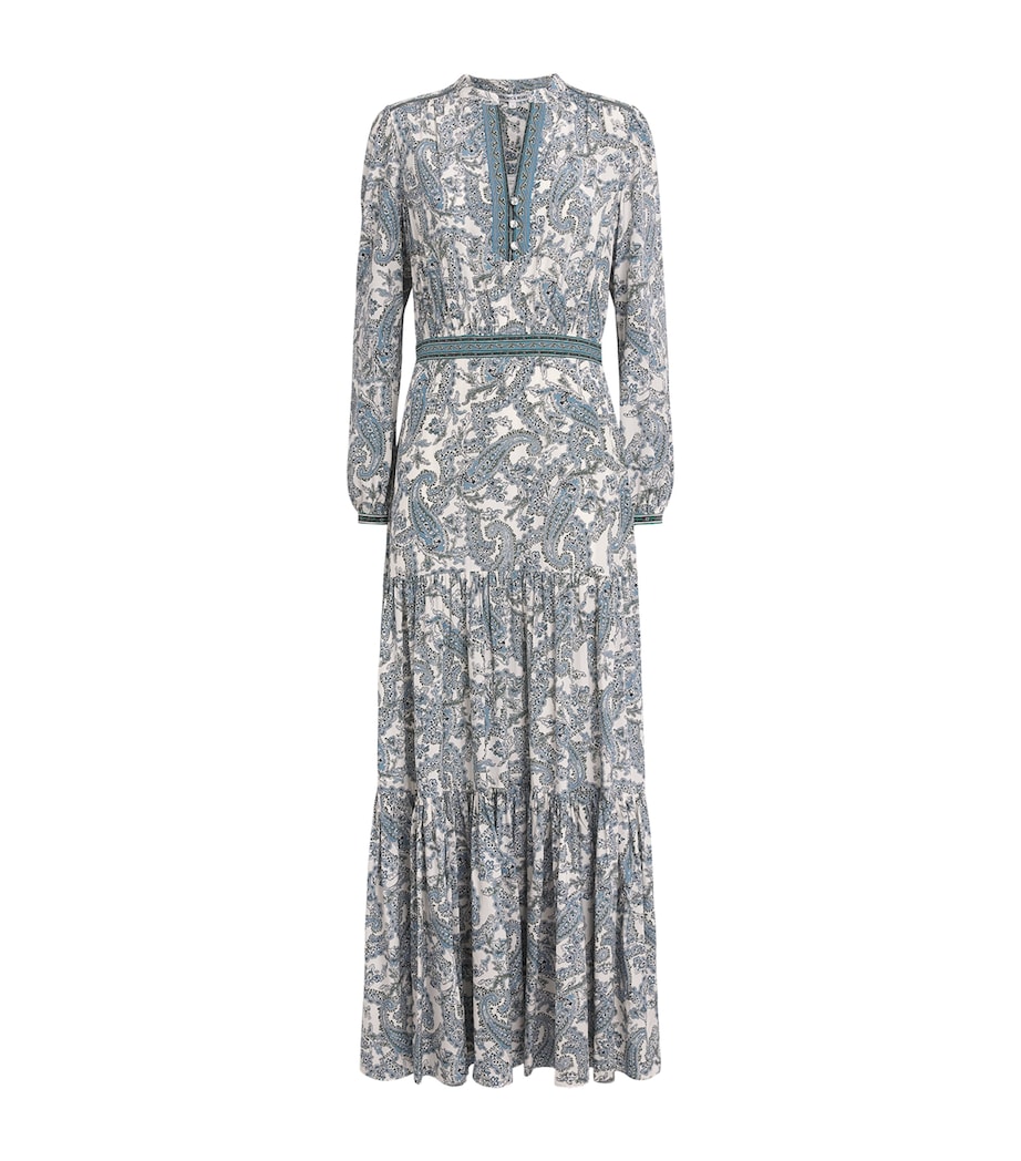 Veronica Beard Womens Silk-Blend Paisley Sama Maxi Dress Ecru Multi Image 1