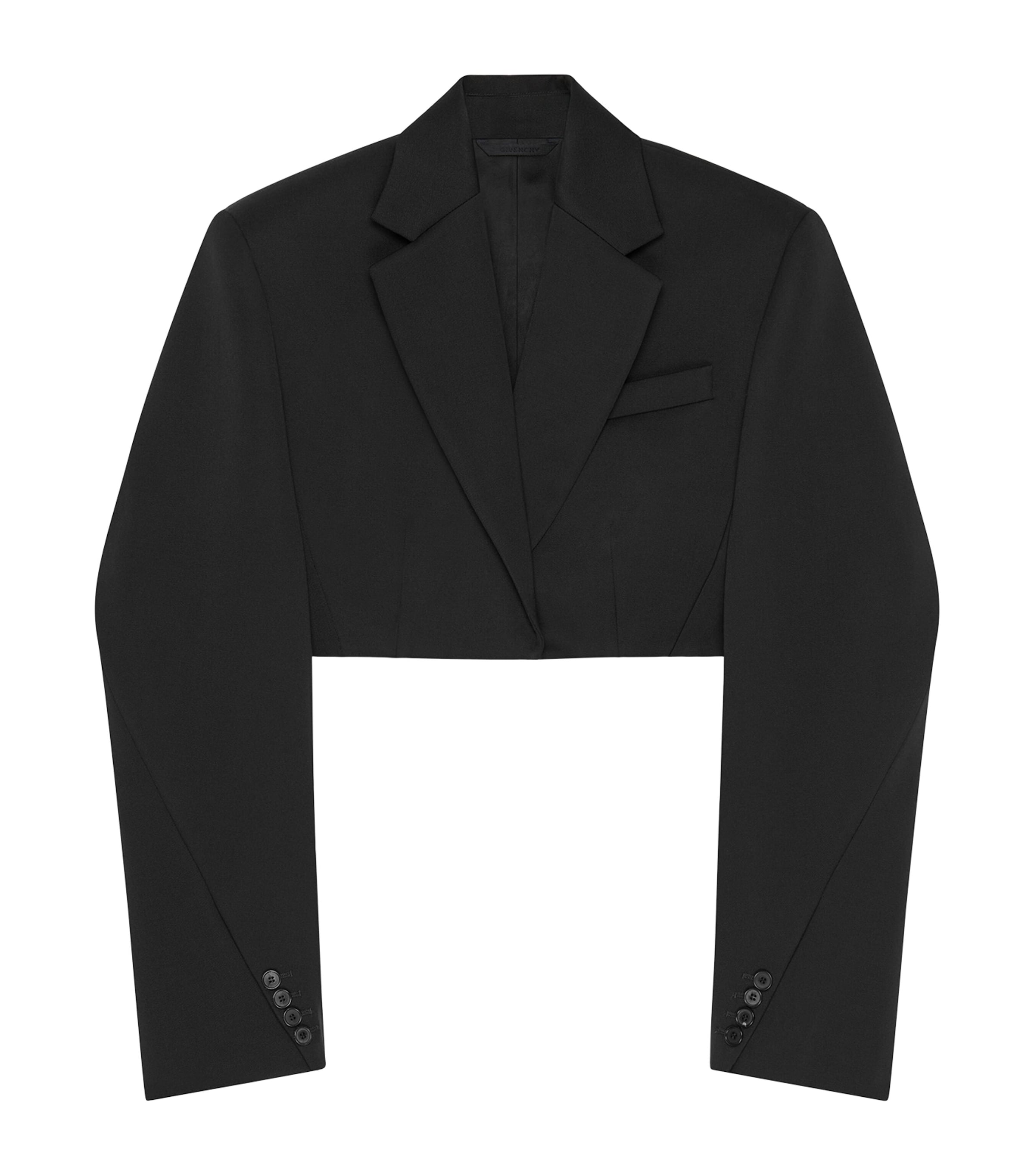 Wool Cropped Cocoon Jacket BLACK Image 1