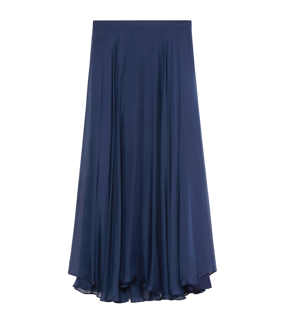 Marina Rinaldi Womens Silk Chiffon Maxi Skirt Navy Image 1