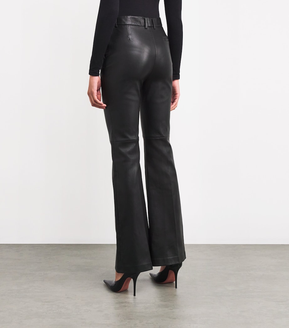 Leather Tafira Flared Trousers BLACK Image 4