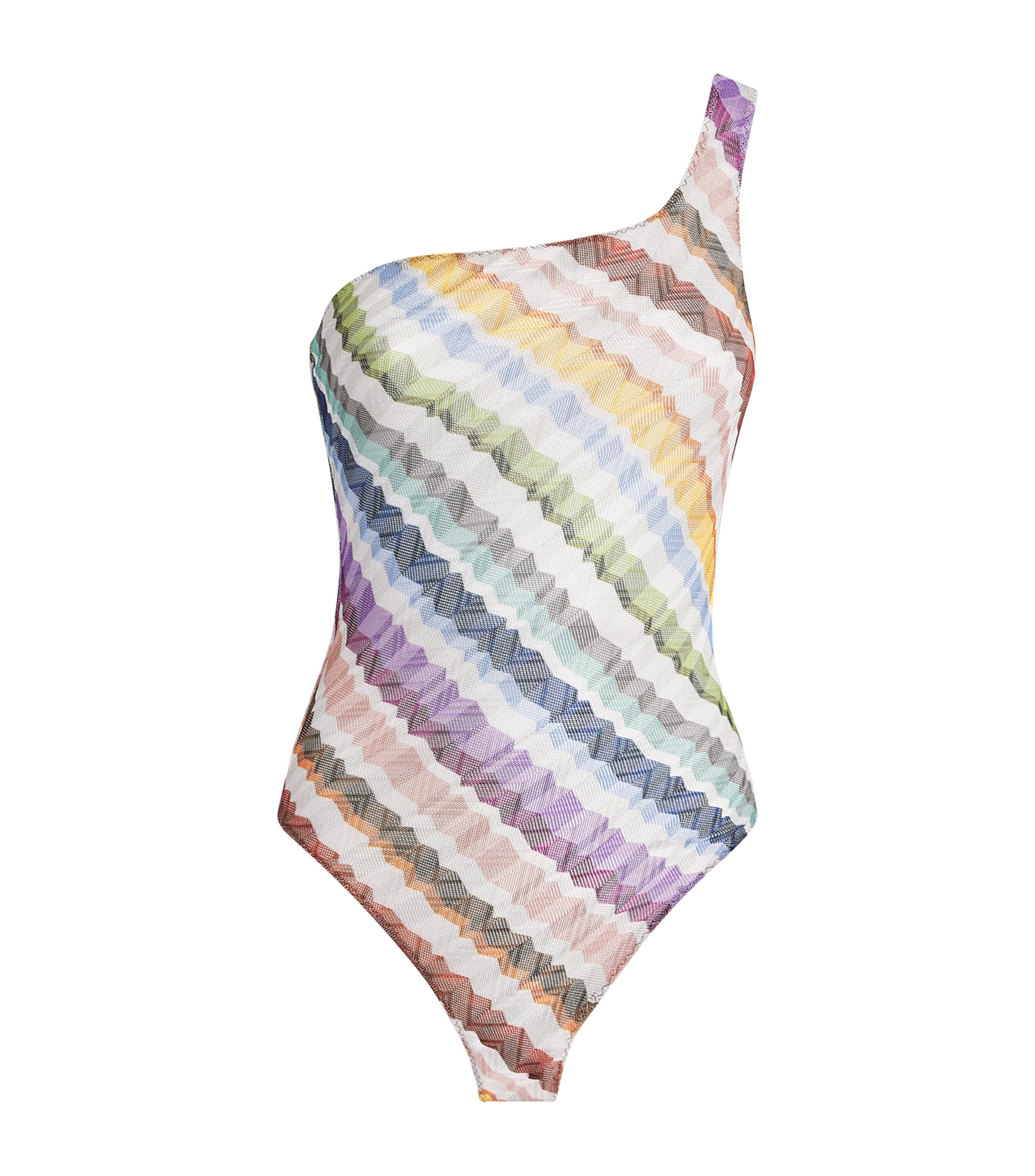 Missoni Womens Zigzag One-Shoulder Swimsuit Multicolor Image 1