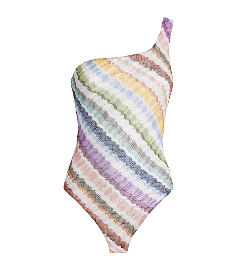 Missoni Womens Zigzag One-Shoulder Swimsuit Multicolor Image 1