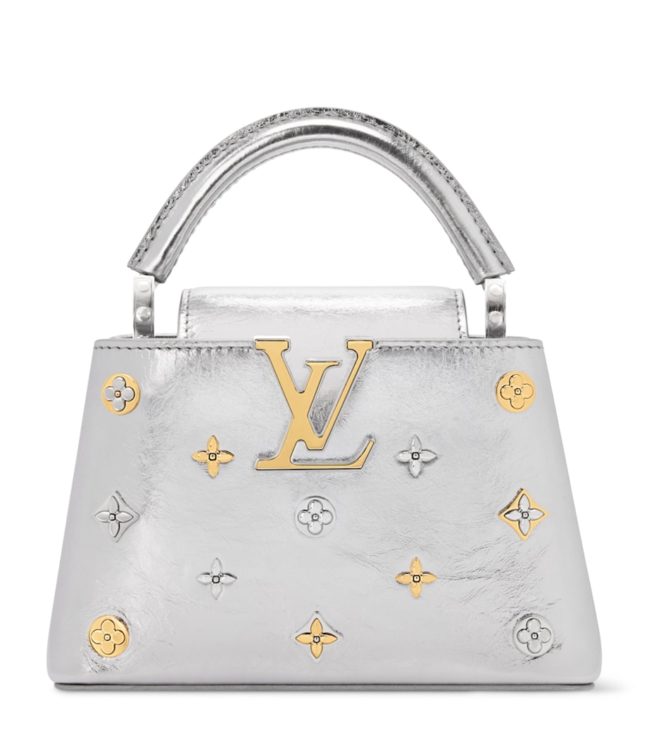 Mini Leather Capucines Top-Handle Bag SILVER Image 1