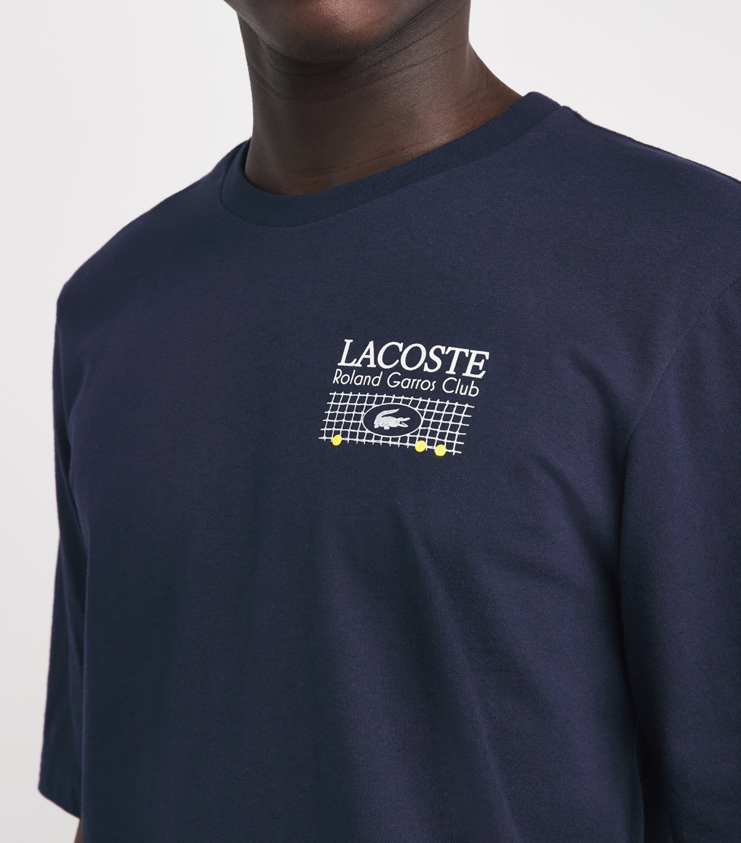 Lacoste Mens x Roland-Garros Cotton Logo T-Shirt Navy Blue Image 3