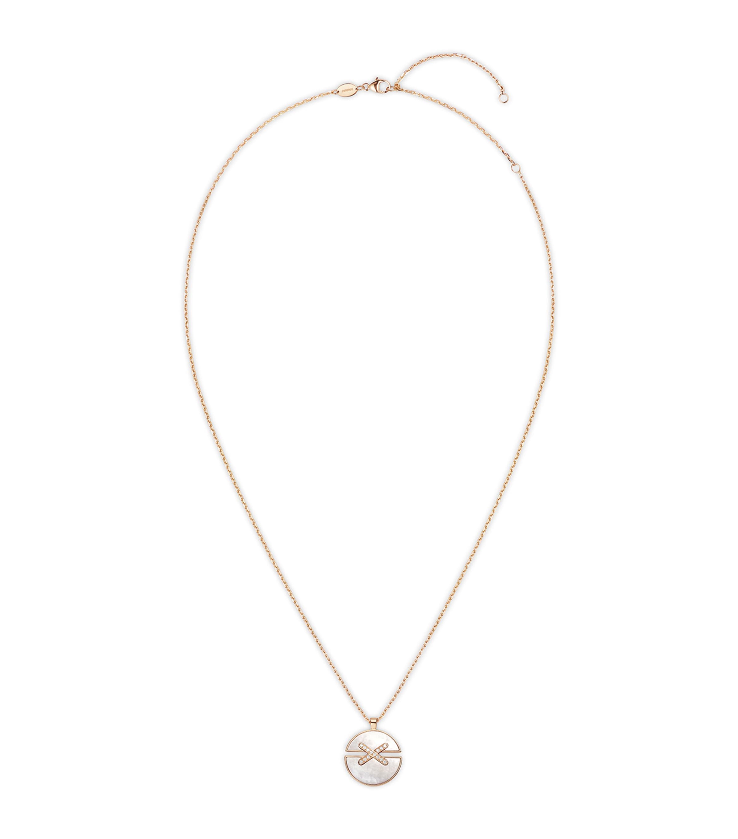 Chaumet Medium Rose Gold, Mother-of-pearl And Diamond Harmony Pendant Necklace In Metallic