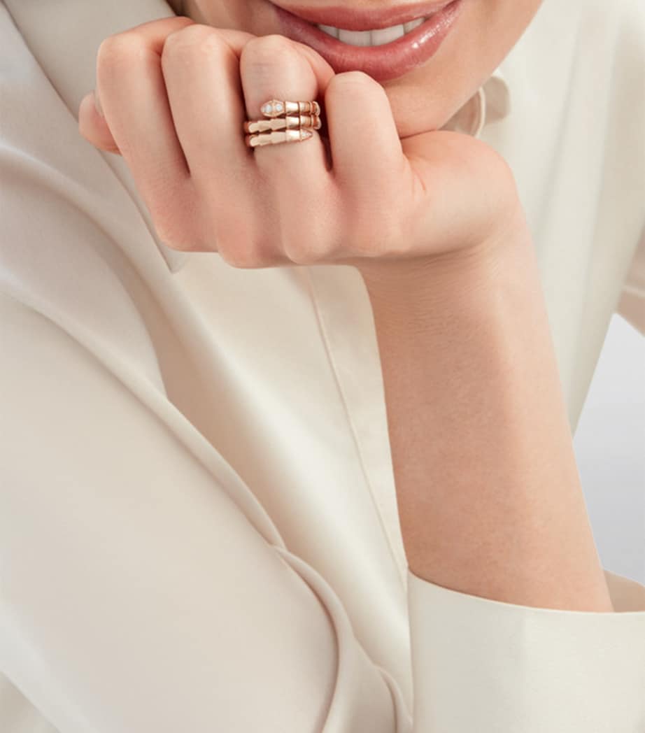 Rose Gold and Diamond Serpenti Viper Ring PINK GOLD Image 3