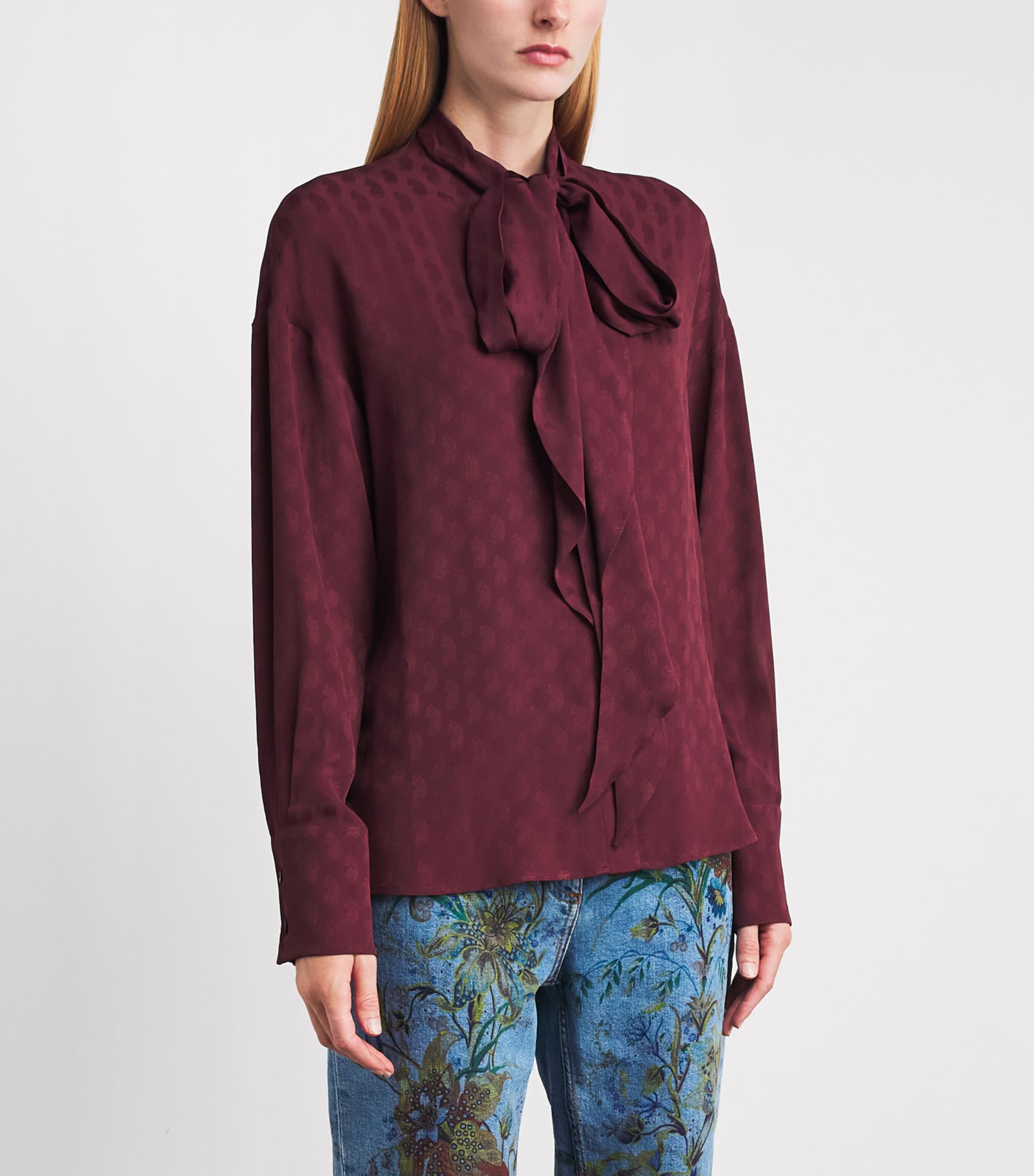 Etro Womens Paisley Jacquard Blouse Wine Colour Image 4