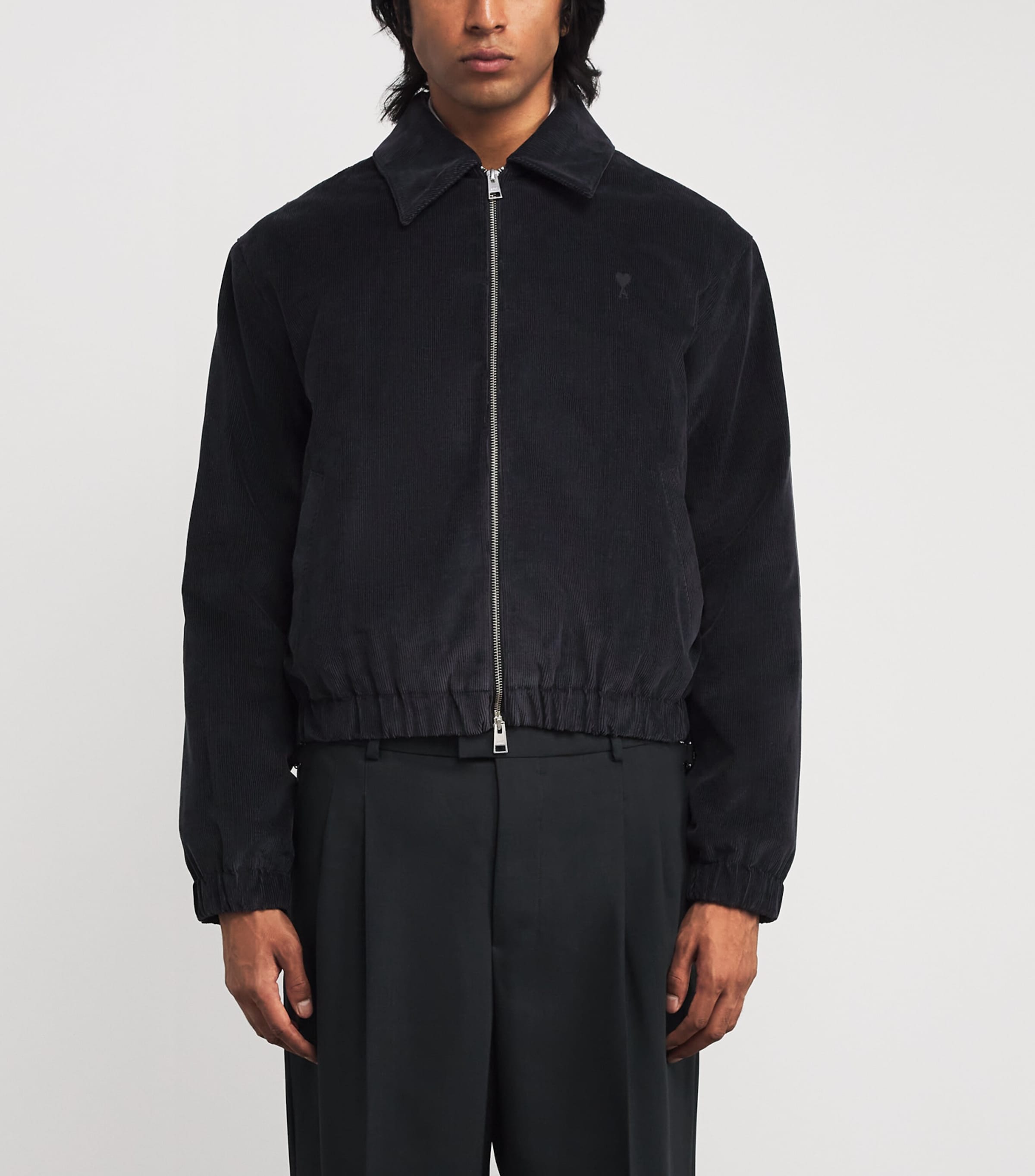 AMI PARIS / ジャケット/S/コットン/H17OW102.213 AMI Paris Black Cotton Corduroy Zip-Up Jacket | Harrods US