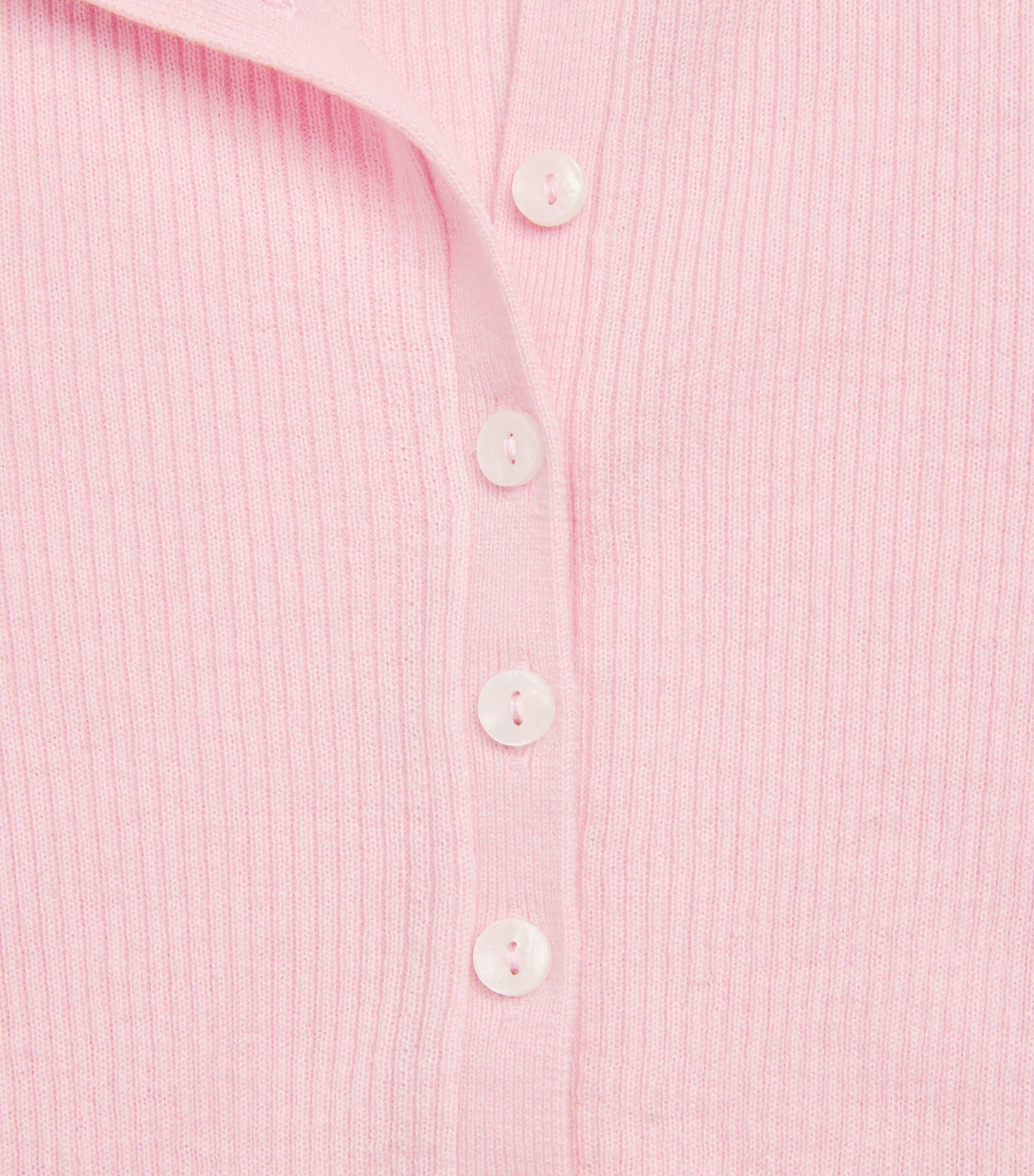 Wool-Silk Ribbed Polo Sweater PINK Image 5