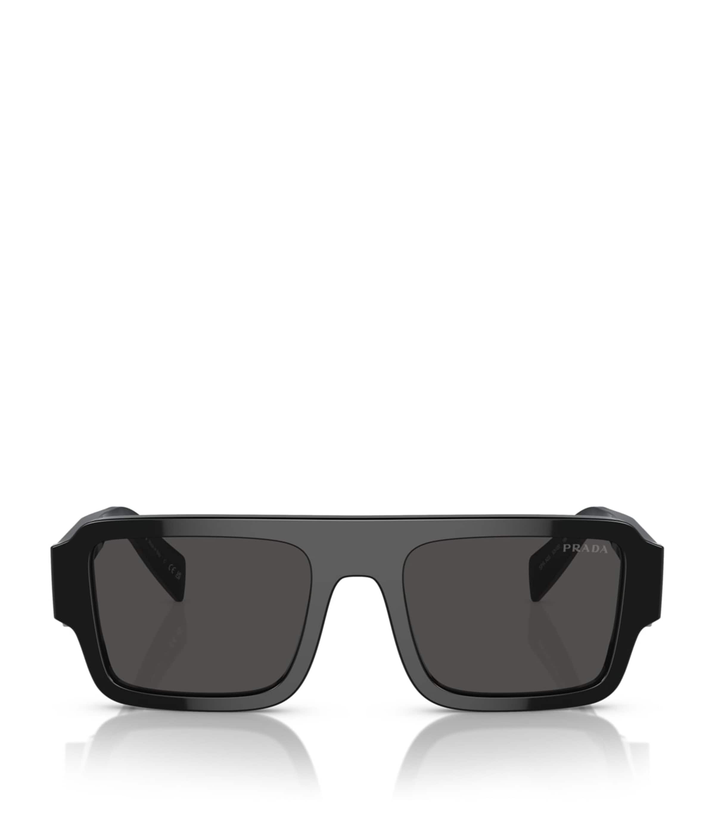 Prada Womens Black Pr A05s Rectangle-frame Acetate Sunglasses In Black