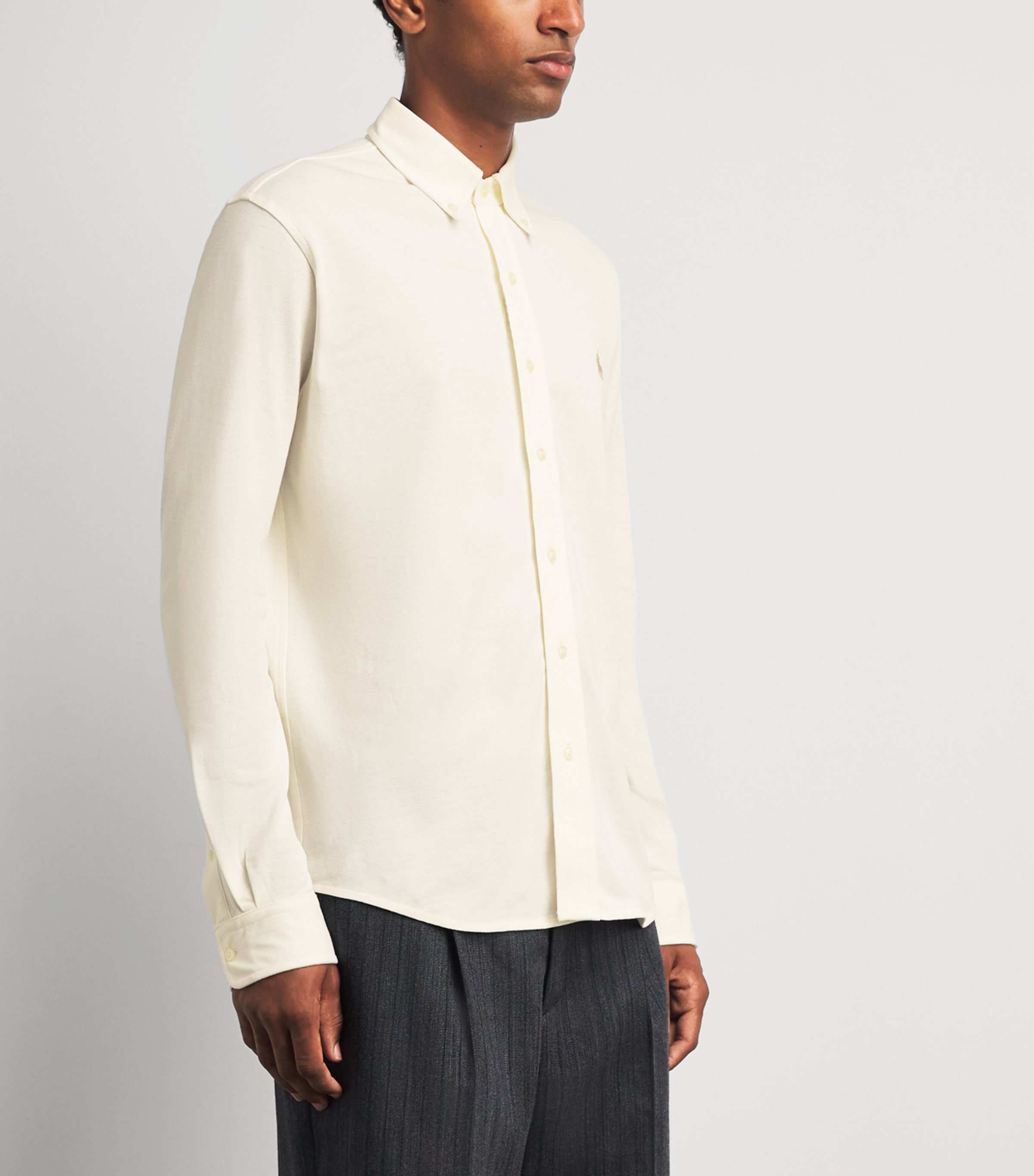 Polo Ralph Lauren Mens Cotton Featherweight Mesh Shirt Pale Cream Image 4