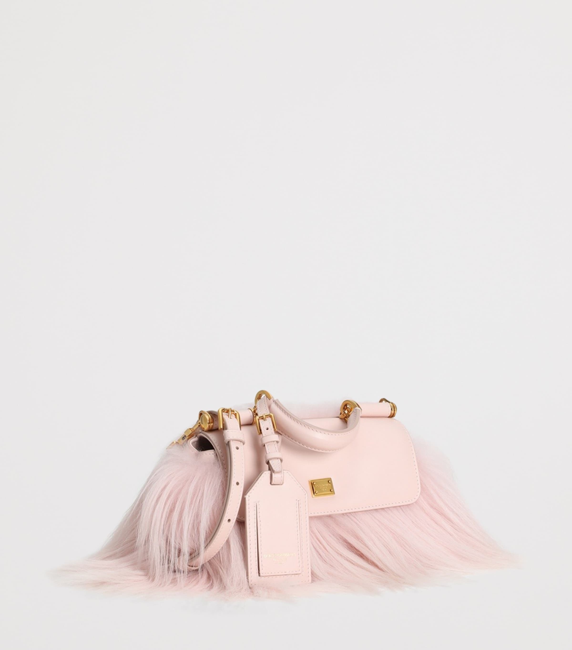 Dolce&Gabbana Mini Goat Fur-Calfskin My Sicily Top-Handle Bag Cipria/po Image 7