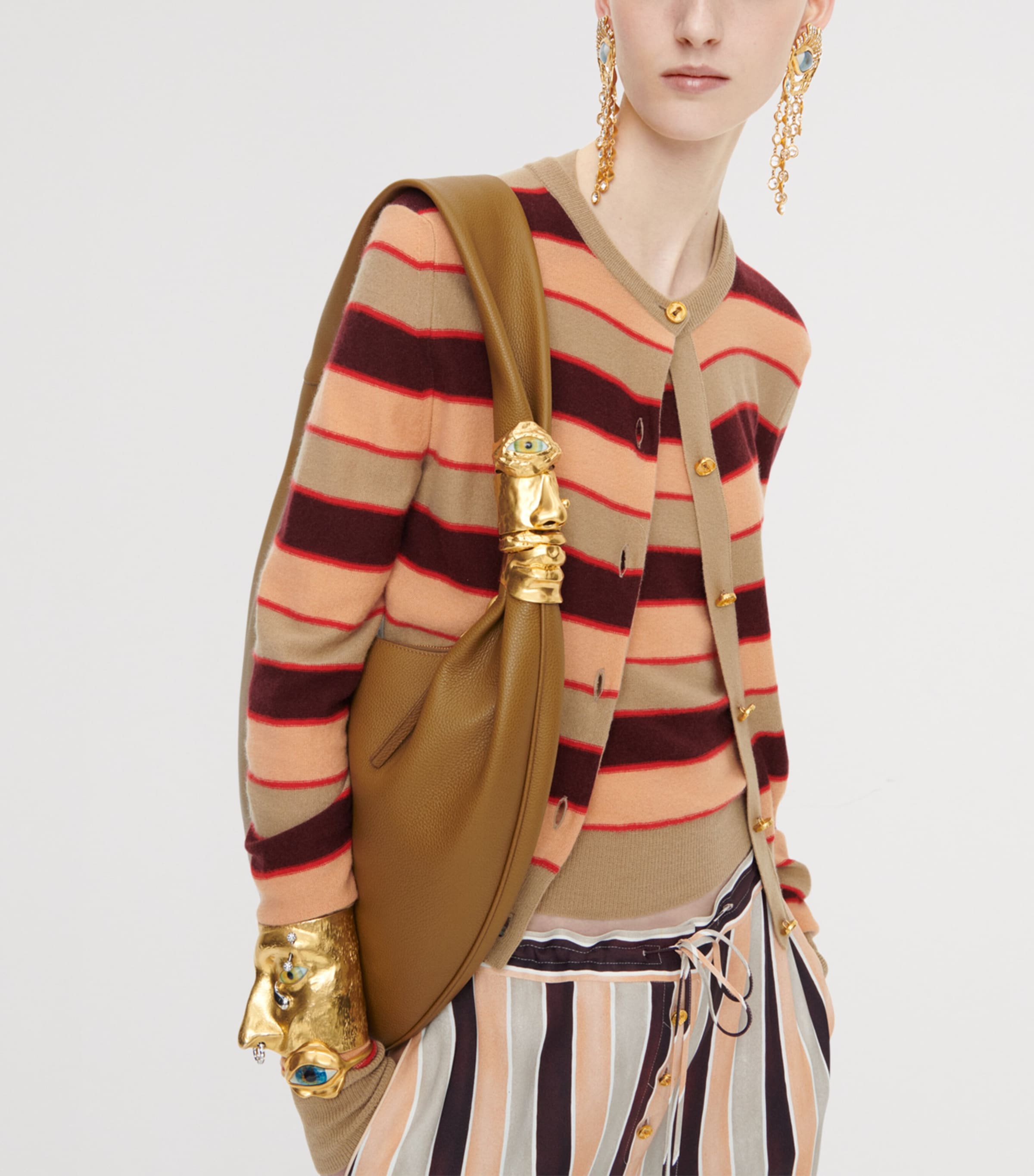 Schiaparelli Large Leather Soufflé Baguette Shoulder Bag Olive Image 3