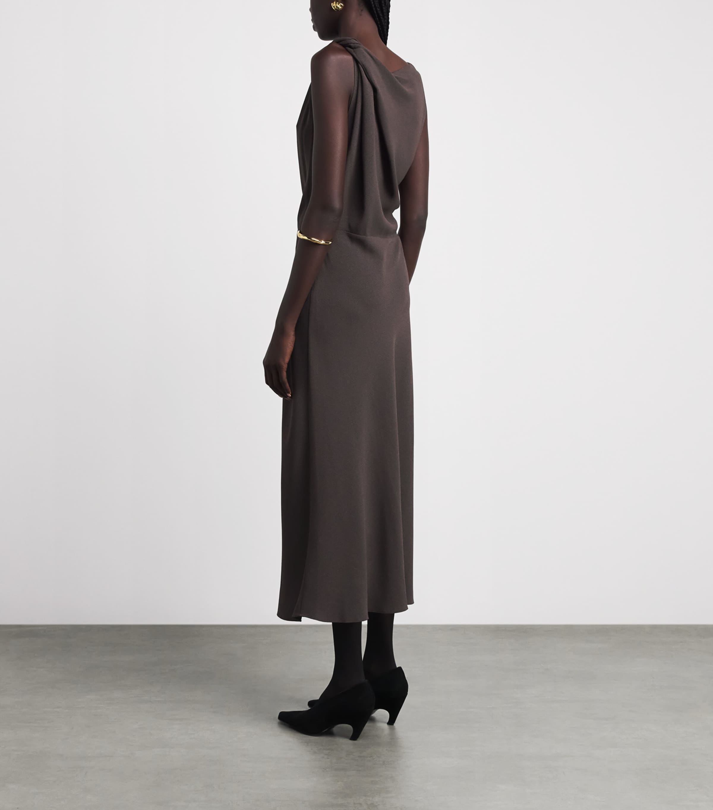 Theory Womens Shoulder Twist Maxi Dress Daj Cacao Image 4