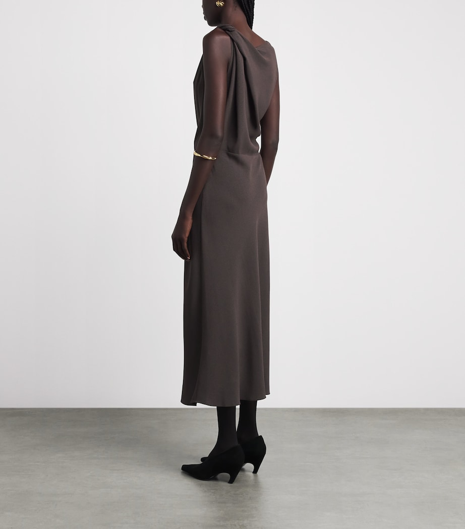 Theory Womens Shoulder Twist Maxi Dress Daj Cacao Image 4