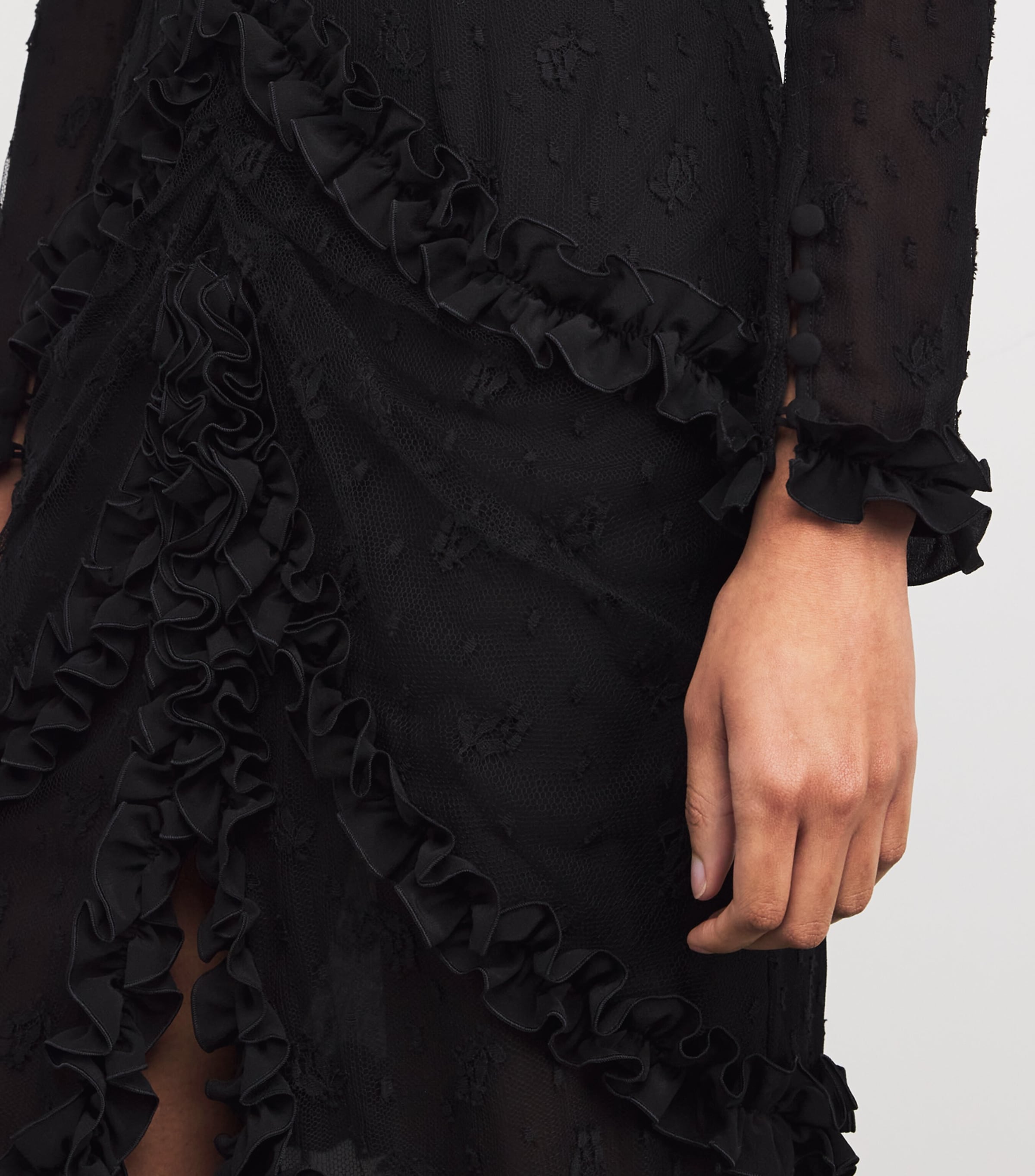 Lace-Detail Maxi Dress 0900 BLACK Image 6