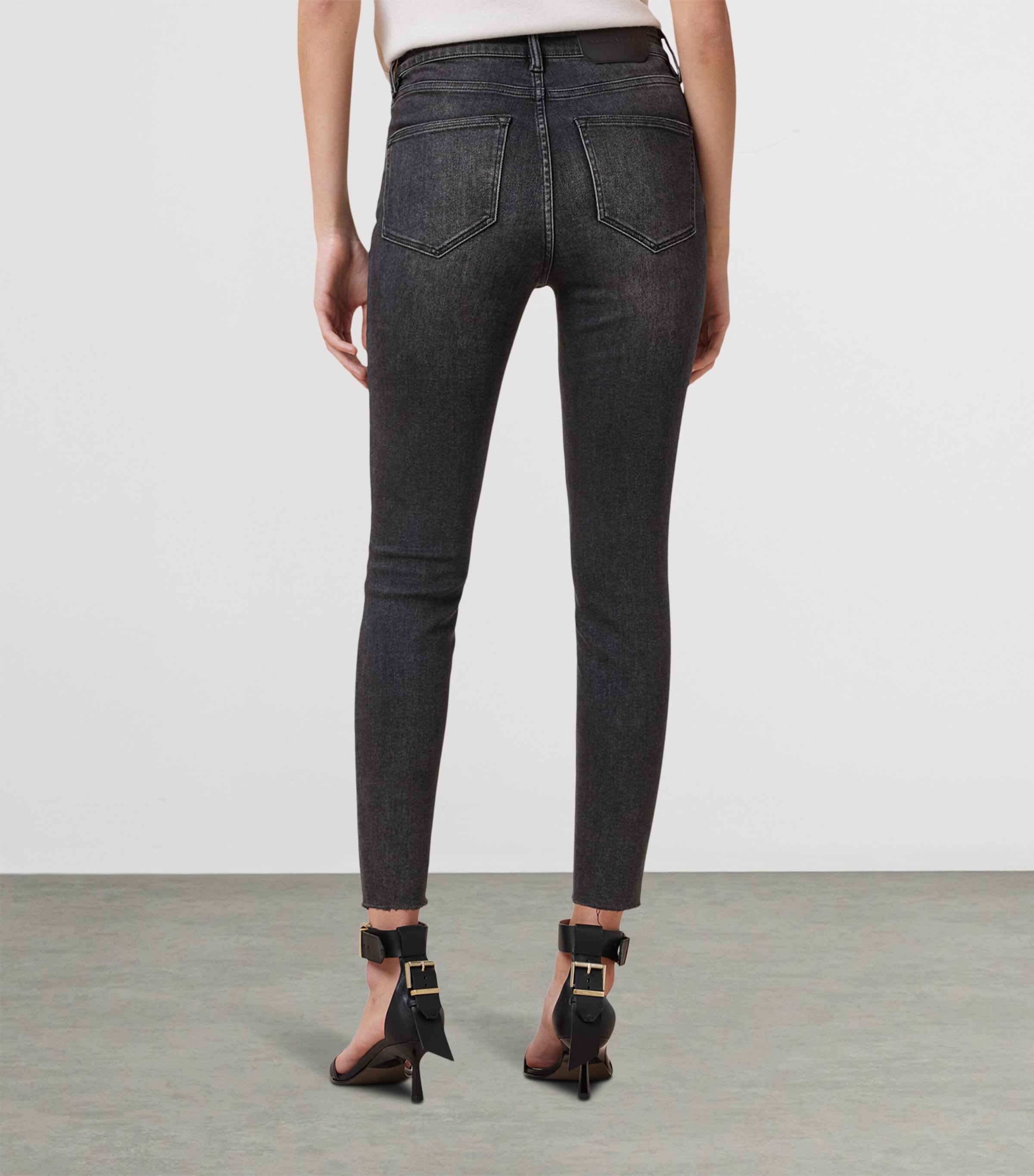 AllSaints Womens Miller Push-Up Skinny Jeans Washed Black Image 6