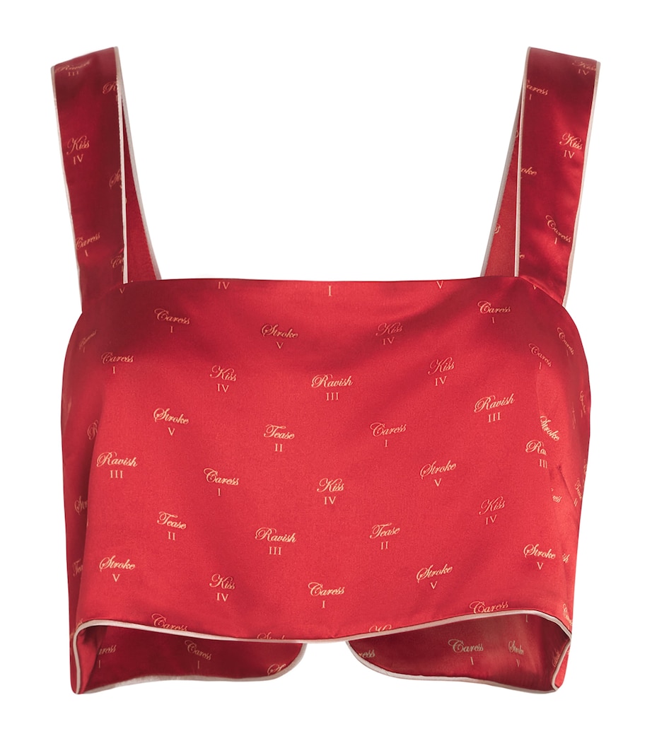 Silk Kiss Print Crop Top KIK RED / BUFF KRBU Image 1