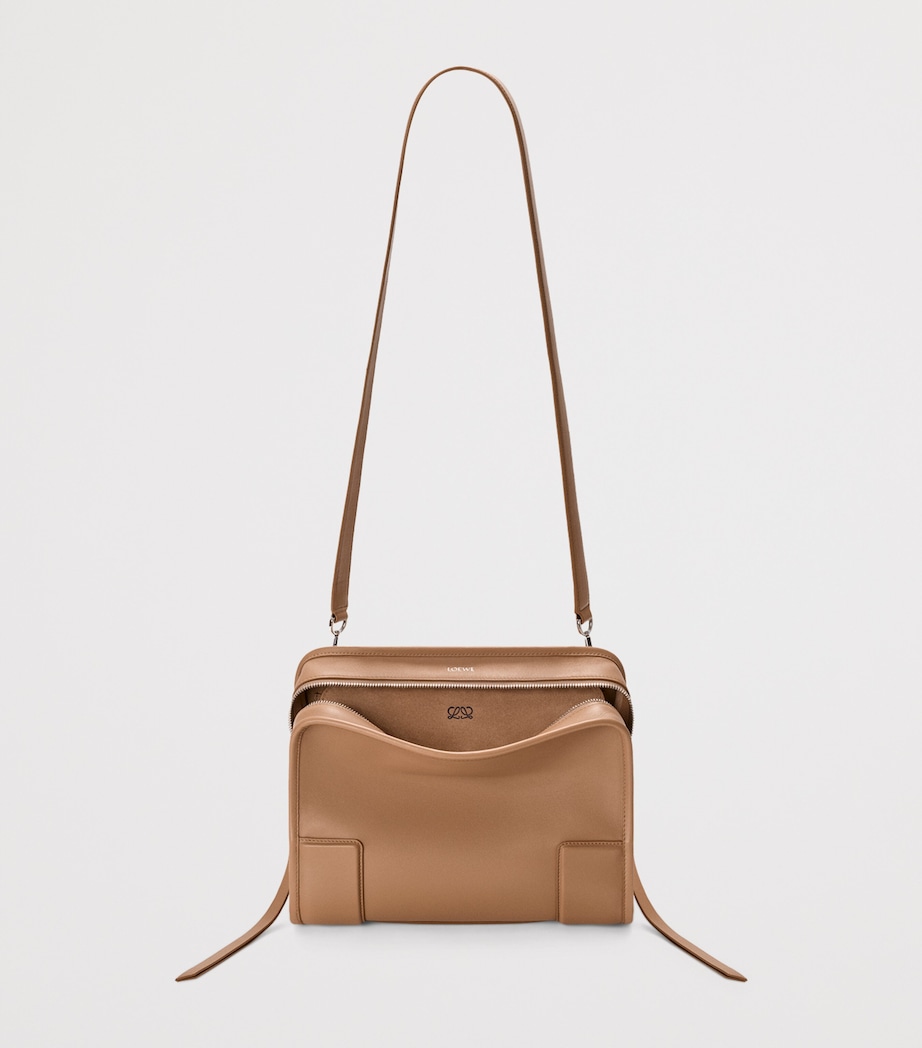 LOEWE Womens Medium Leather Amazona 180 Top-Handle Bag Mocha Image 9