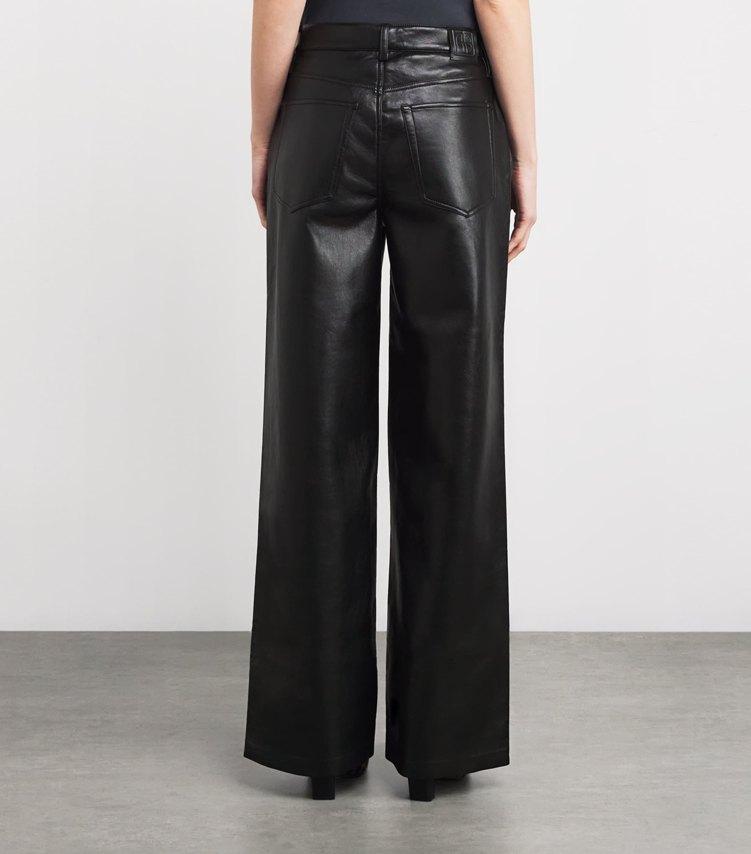 Leather Manon Wide-Leg Trousers BLACK Image 4