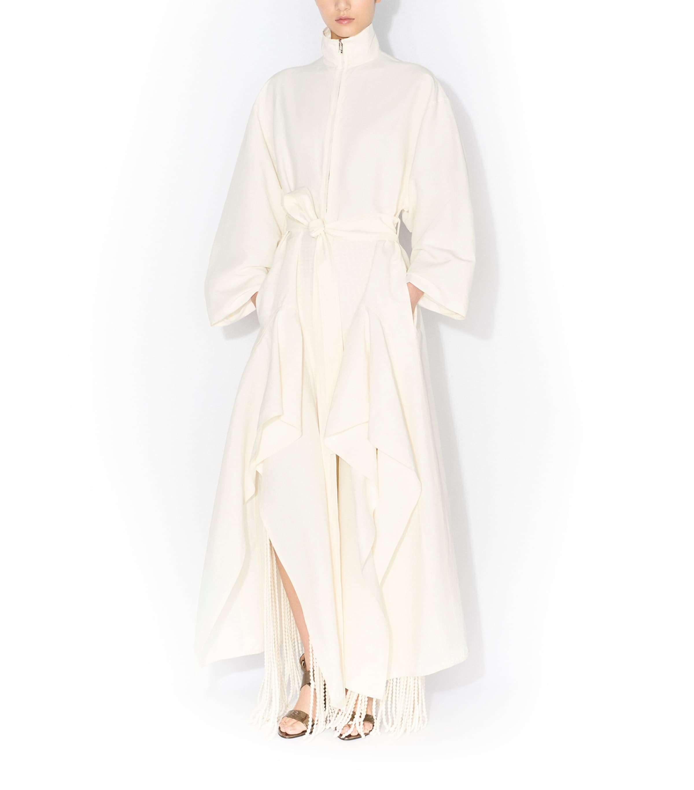Alaïa Womens Paper-Blend Layered Jumpsuit Ivoire Image 2