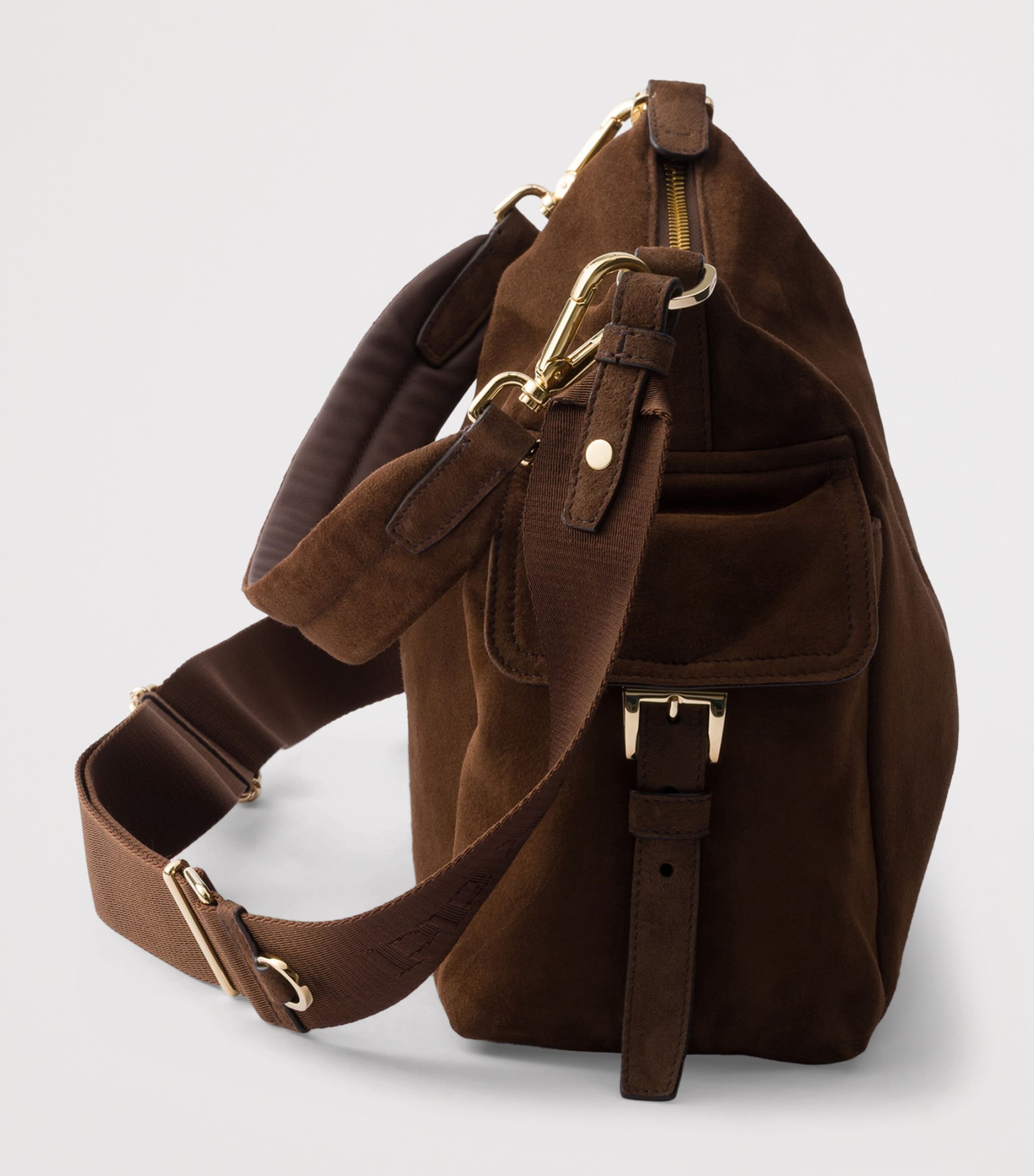 Prada Large Suede Explore Shoulder Bag Brown Image 6