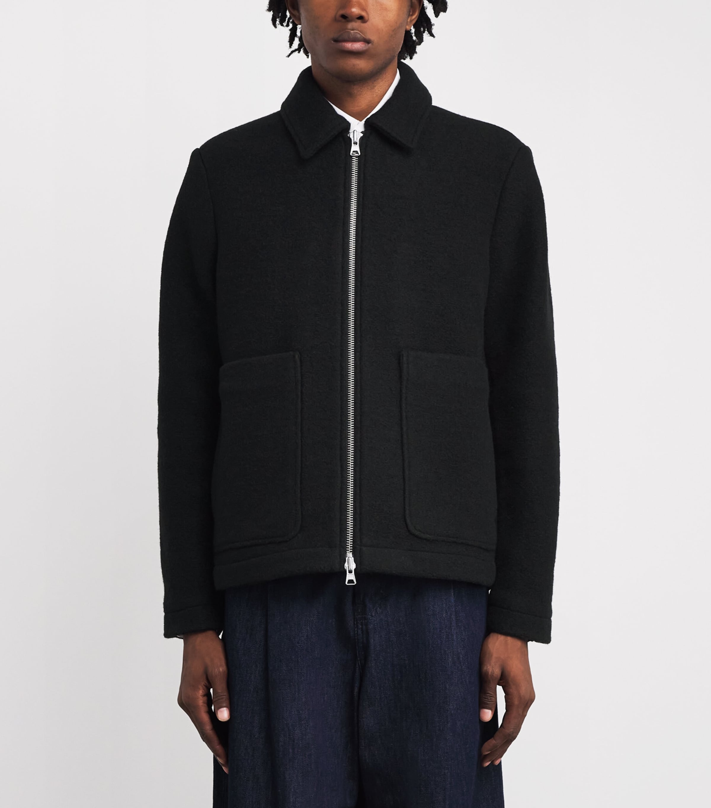 Wool-Blend Bomber Jacket BLACK Image 3