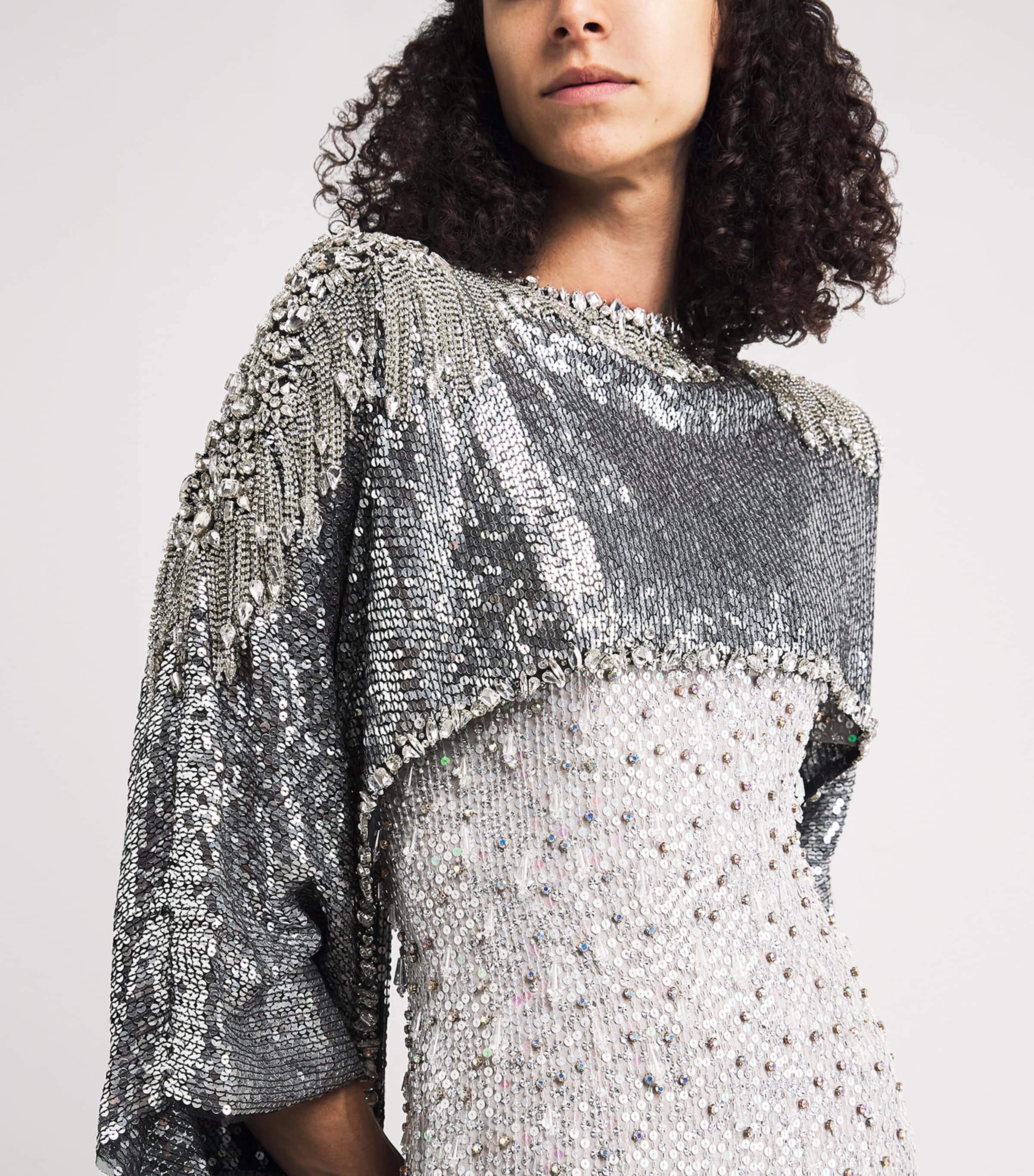 Sequin Cassia Cape Gown LIQUORICE 2033 Image 7