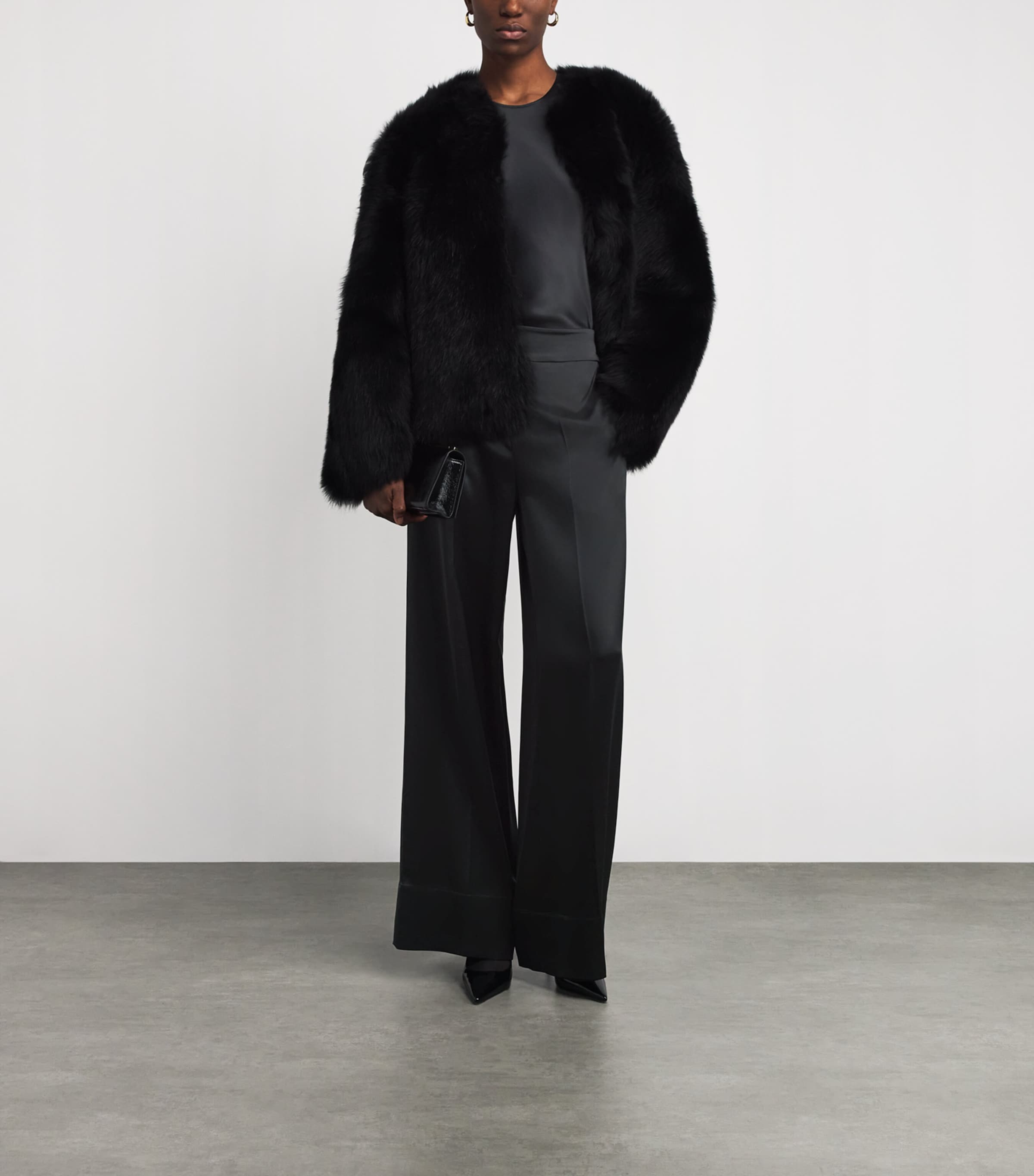 Satin Dijon Tailored Trousers BLACK Image 2