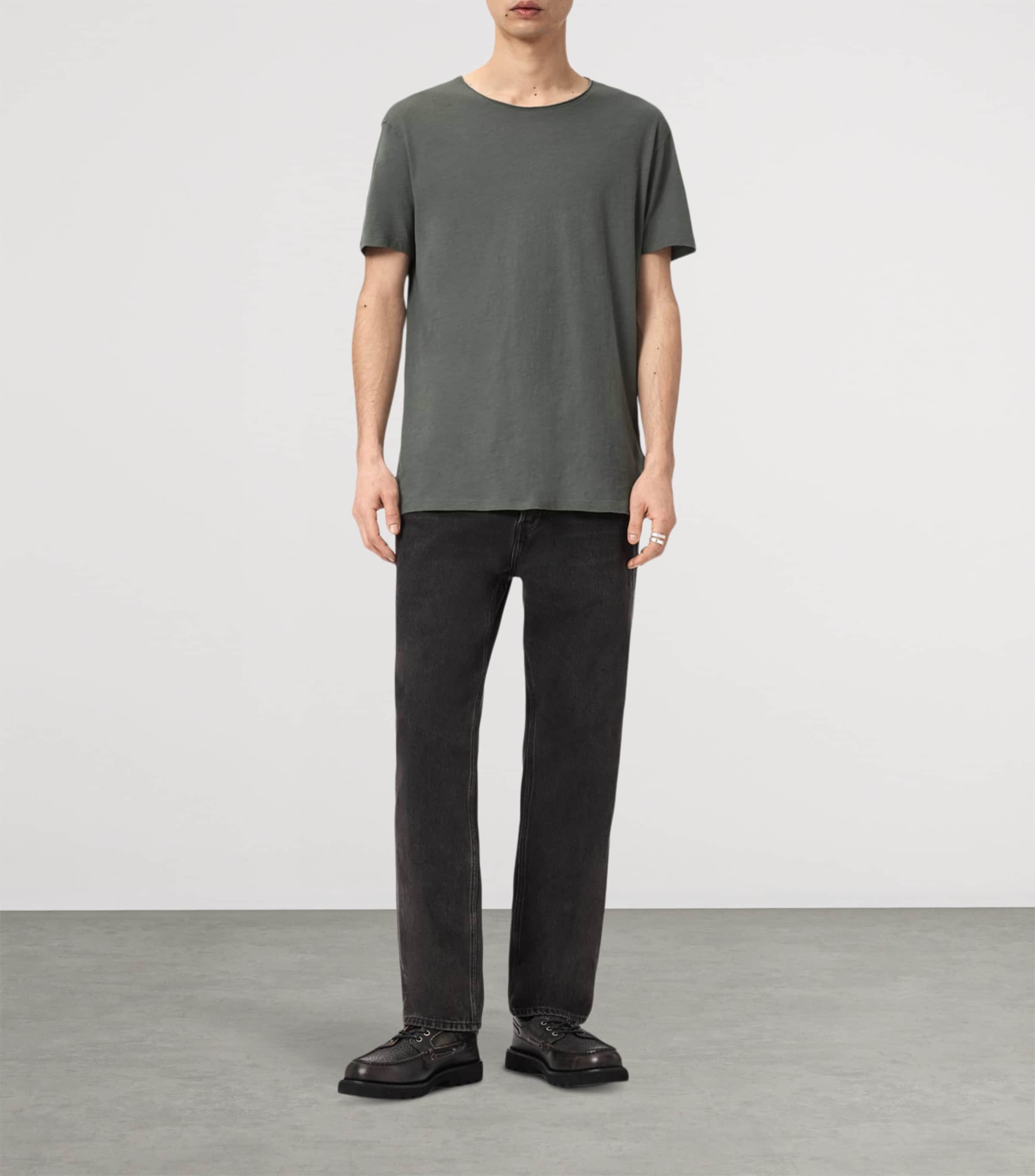 AllSaints Mens Organic Cotton Figure T-Shirt Gastor Green Image 2