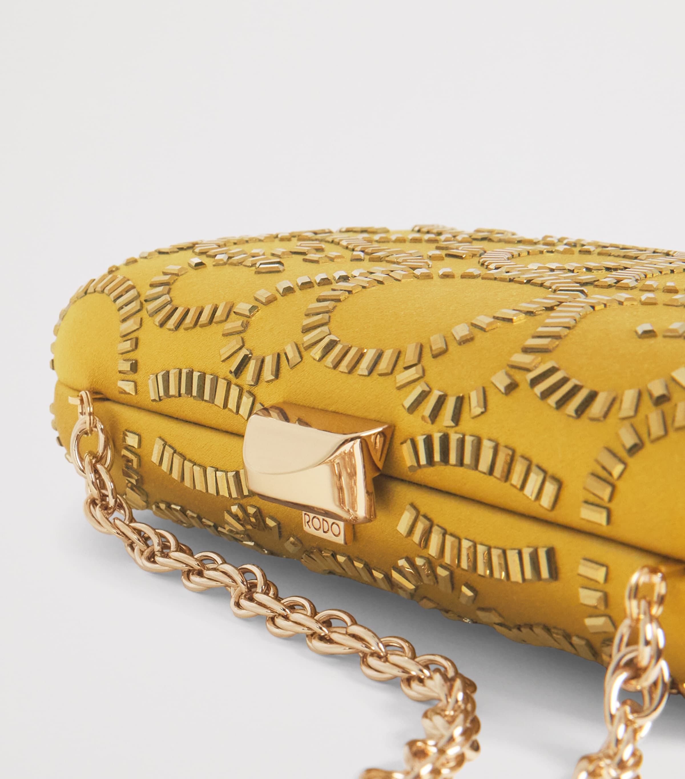 Rodo Satin Embellished Clutch Bag White Image 5